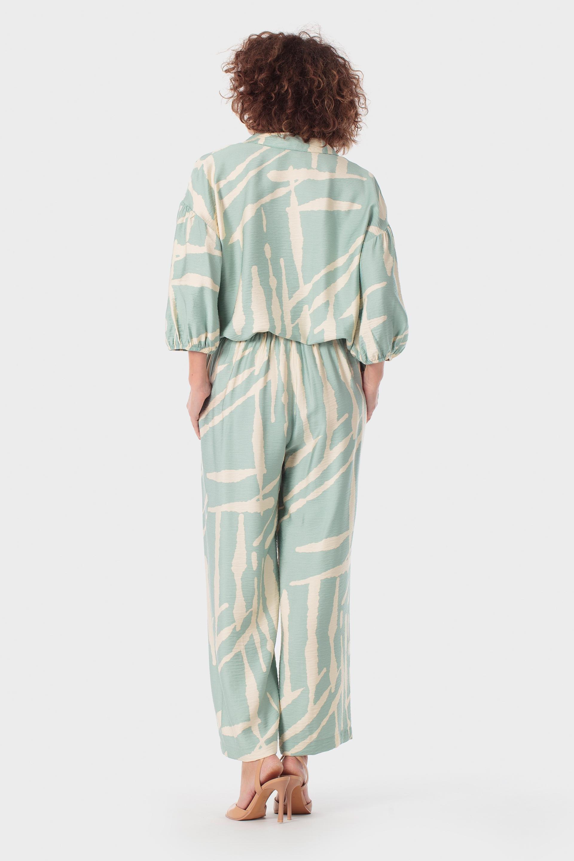Green Patterned Oversized Shirt, Green Aquamarine, large image number 3