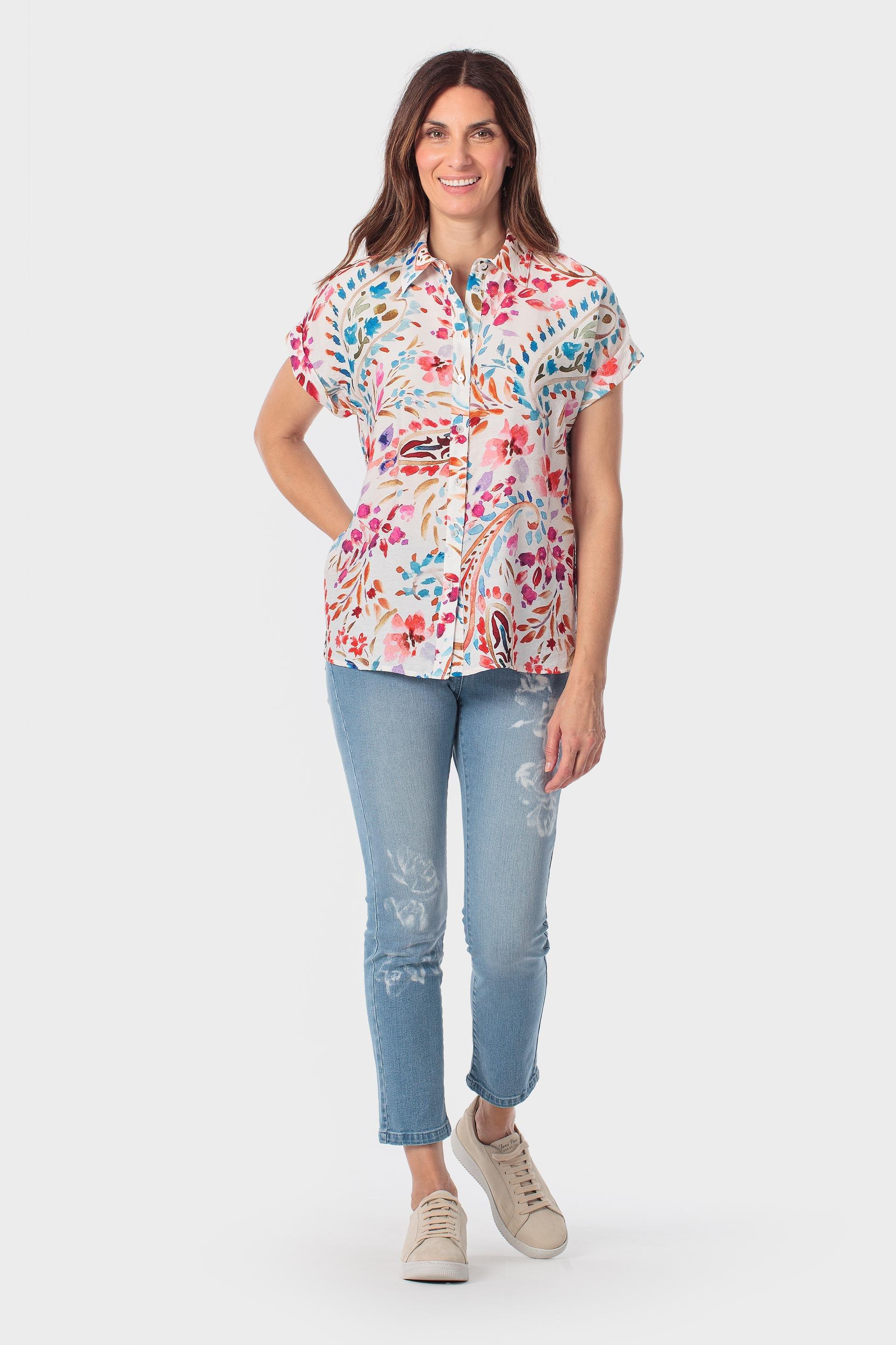 Pink Cashmere Print Shirt, Fuchsia, large image number 1