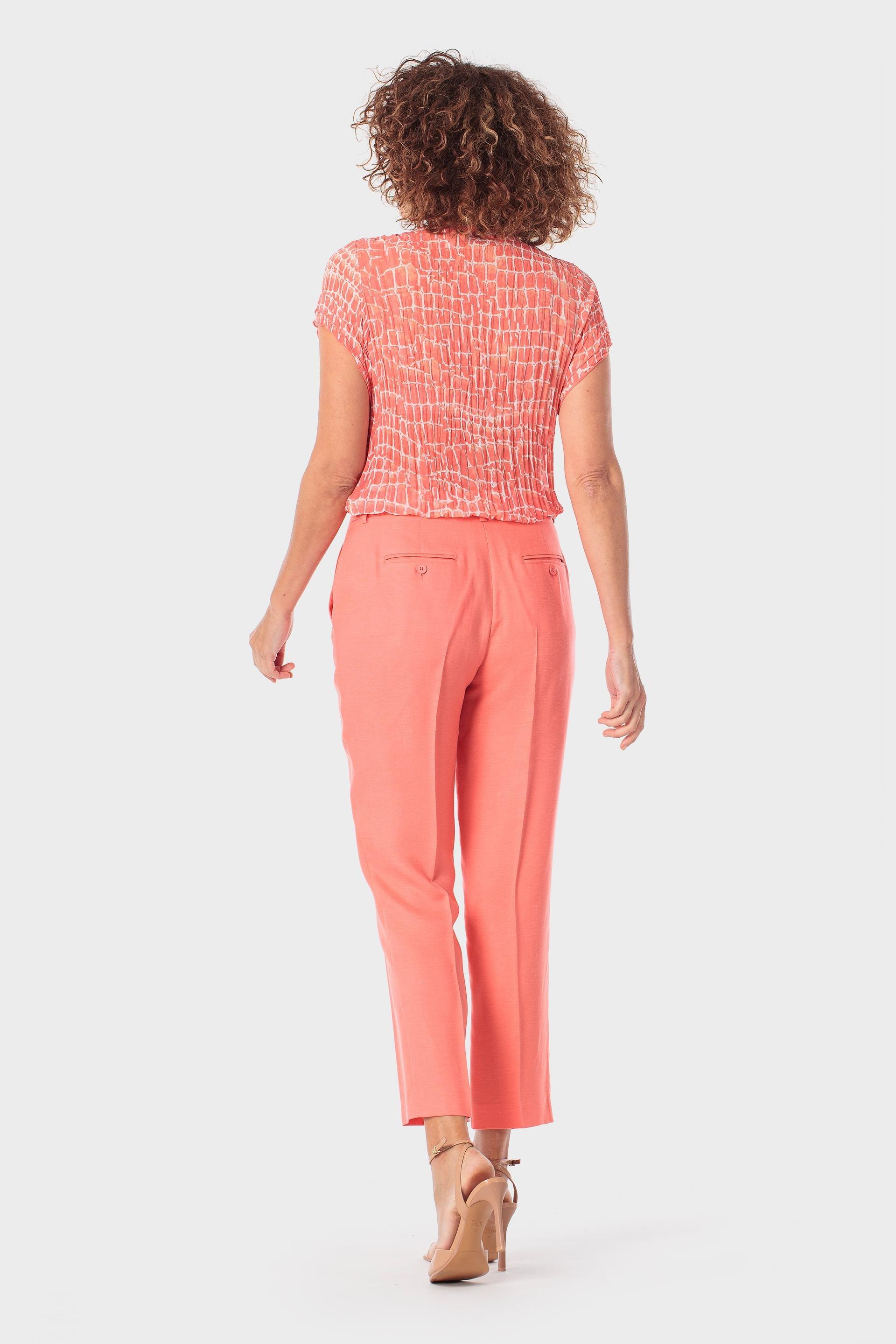 Orange Printed Pleated Shirt, 3701_322, large image number 3