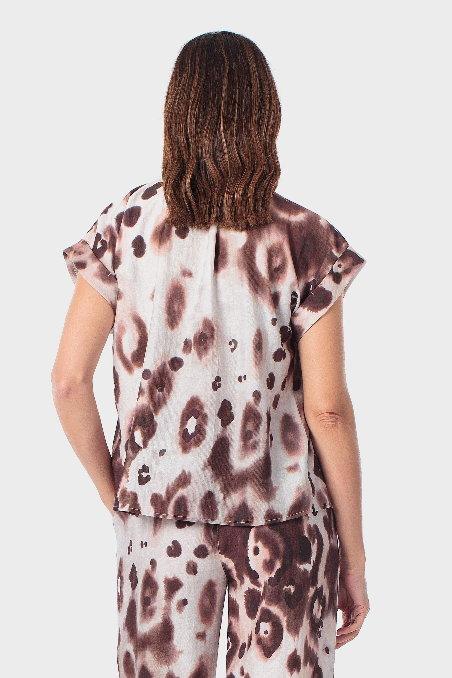 قميص بنقشة حيوانية بني, Brown, medium