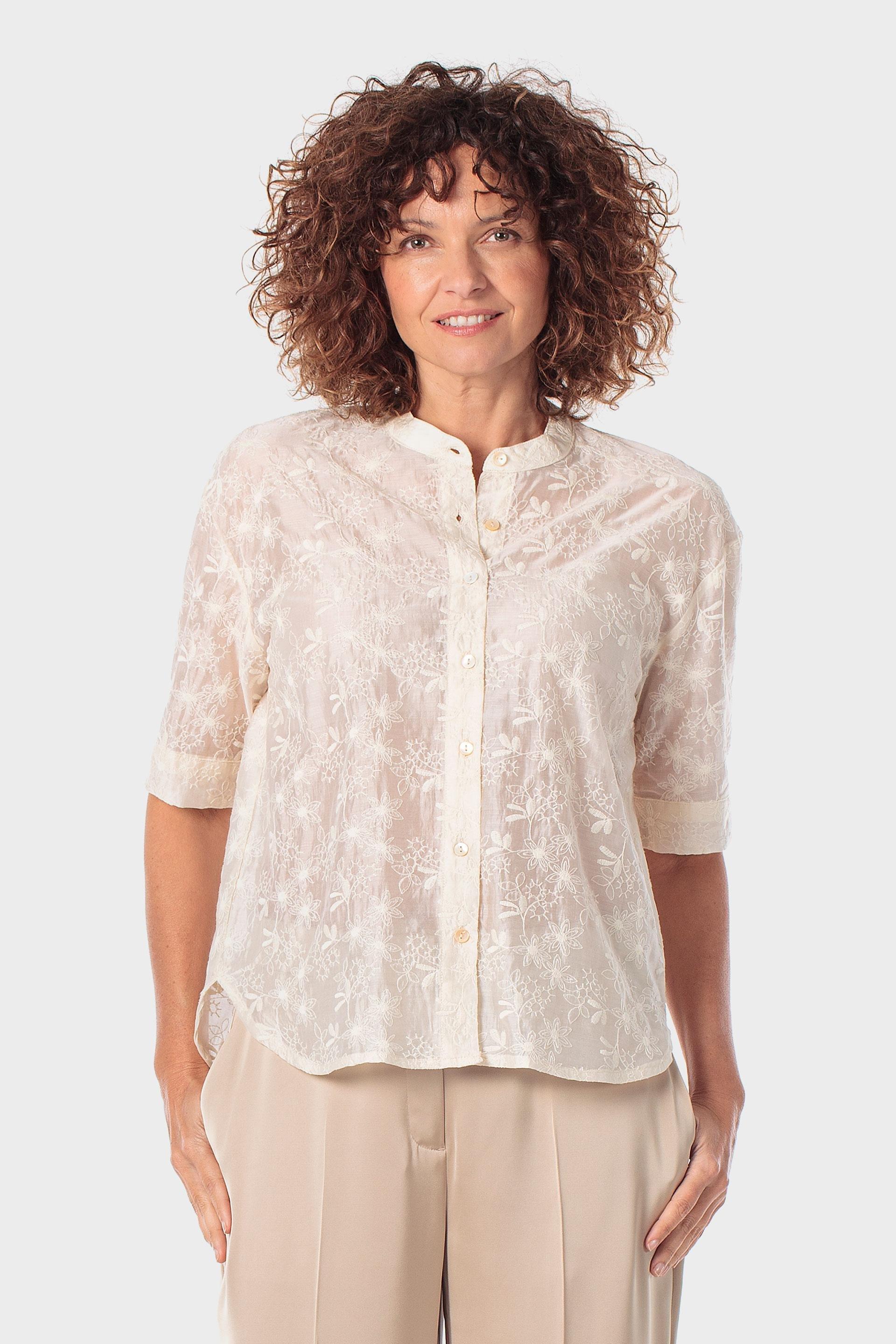 Cream Embroidered Shirt, 3701_126, medium