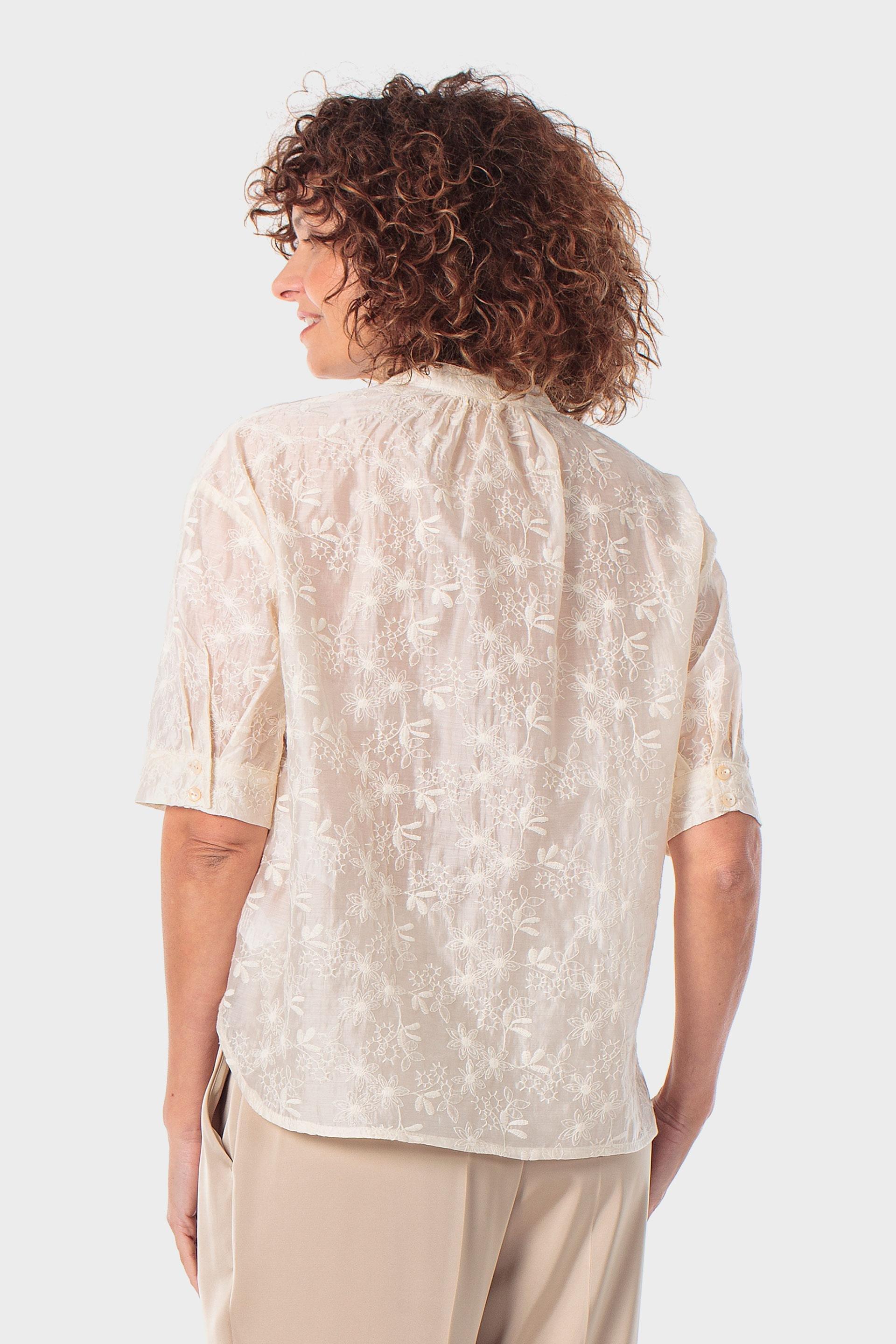 Cream Embroidered Shirt, 3701_126, large image number 3