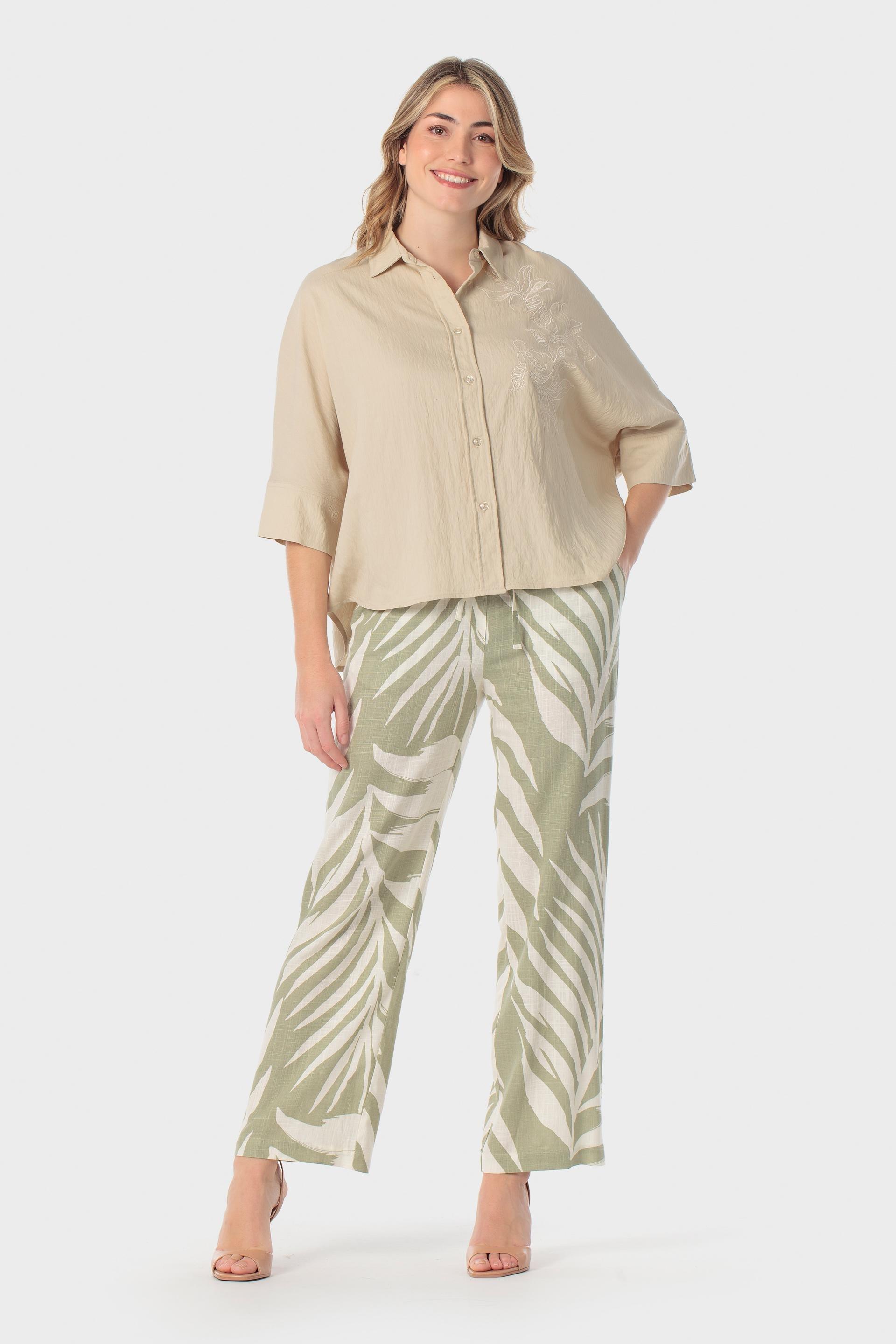 قميص بيج بتطريز أنيق, Beige, large image number 0