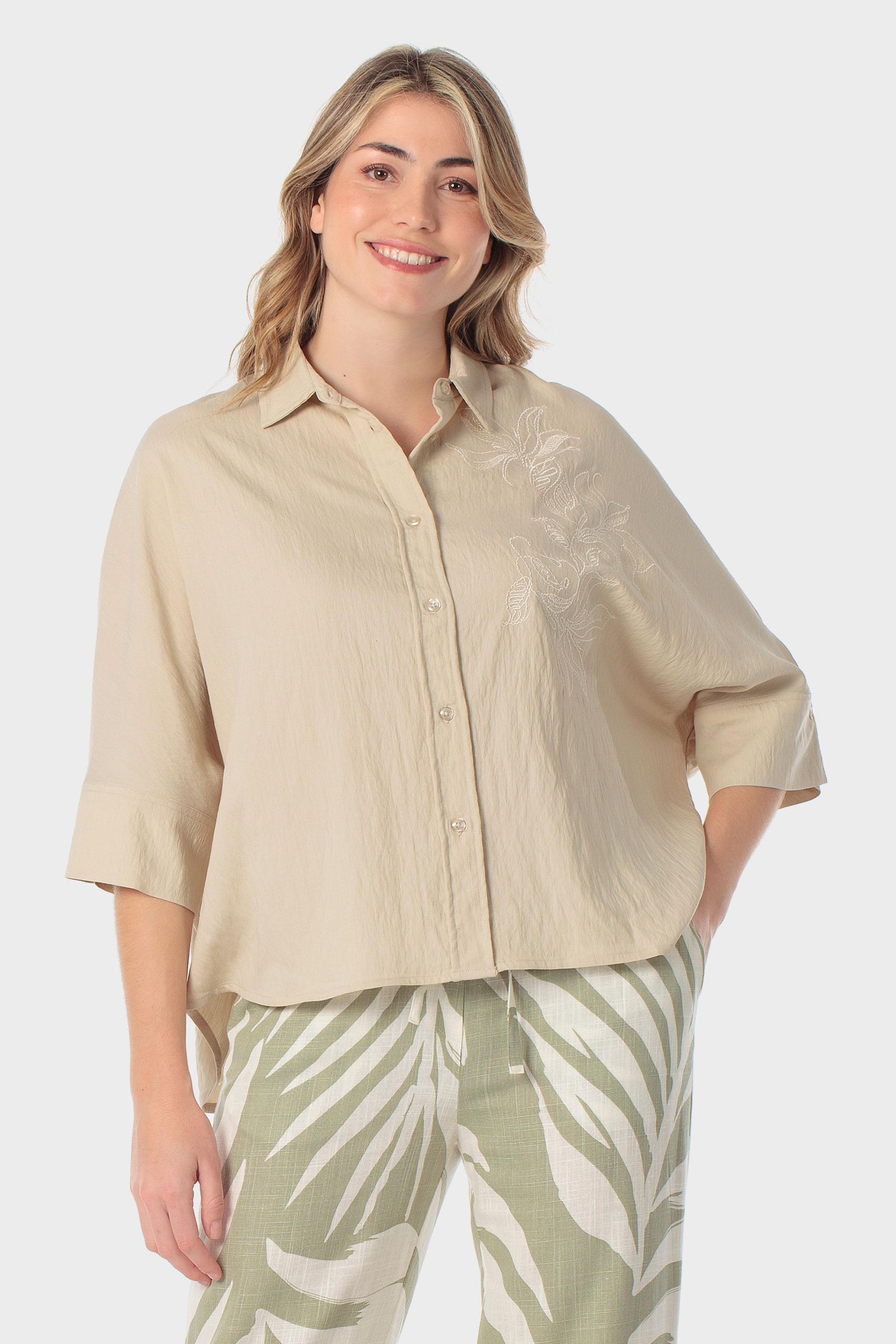 قميص بيج بتطريز أنيق, Beige, large image number 3