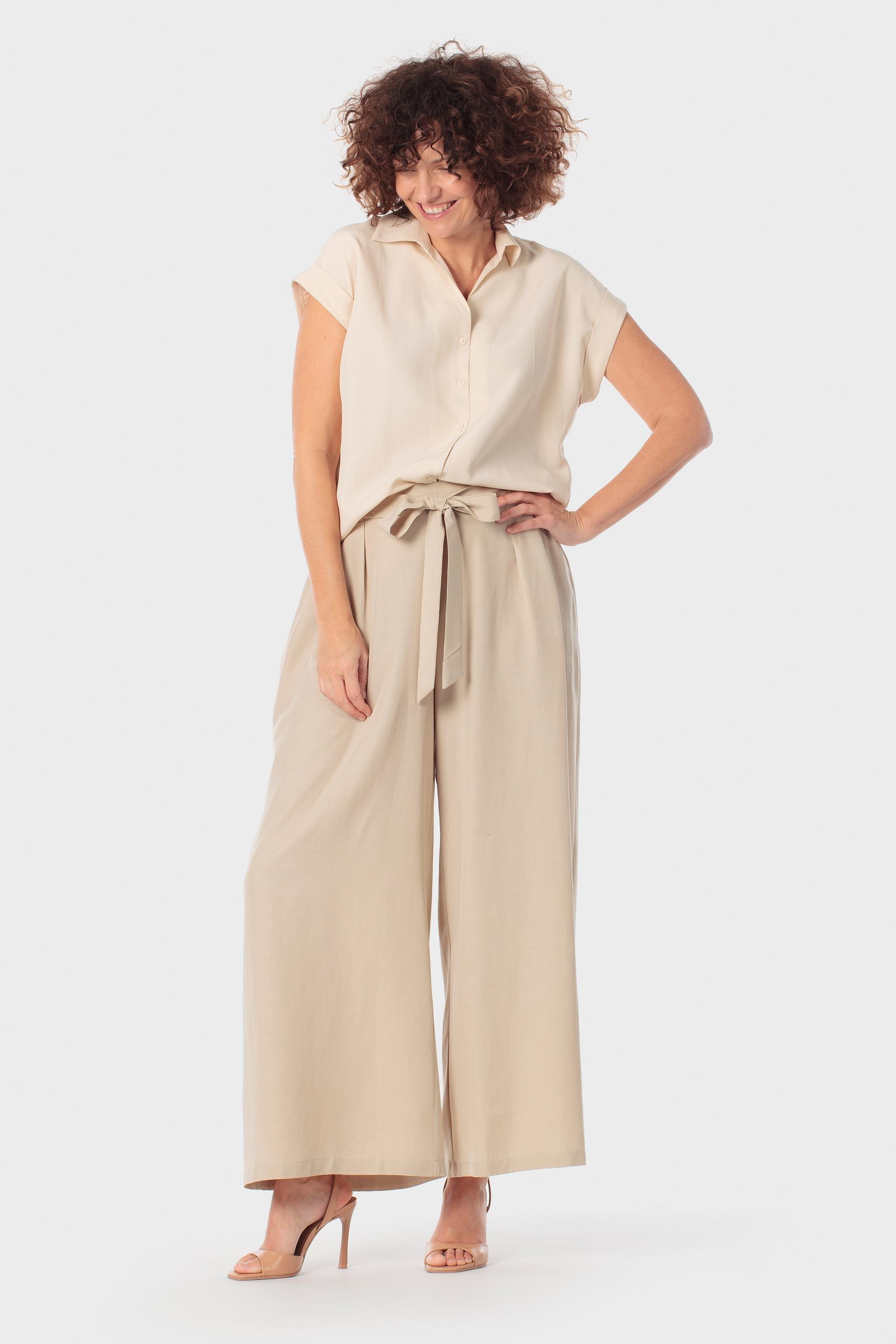 Linen-Blend Embroidered Short-Sleeve Shirt Beige, Beige Sand, large image number 1