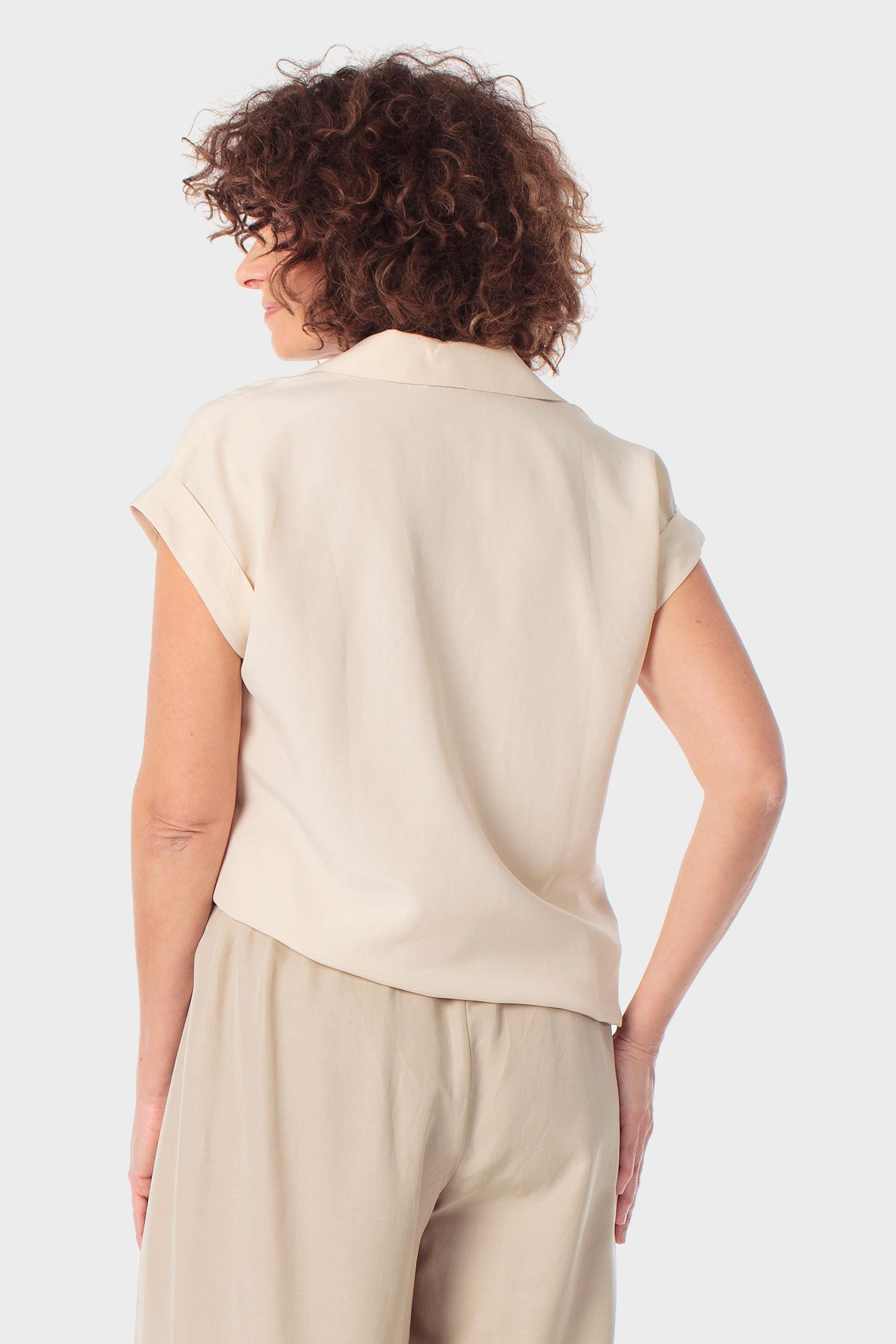 Linen-Blend Embroidered Short-Sleeve Shirt Beige, Beige Sand, large image number 2