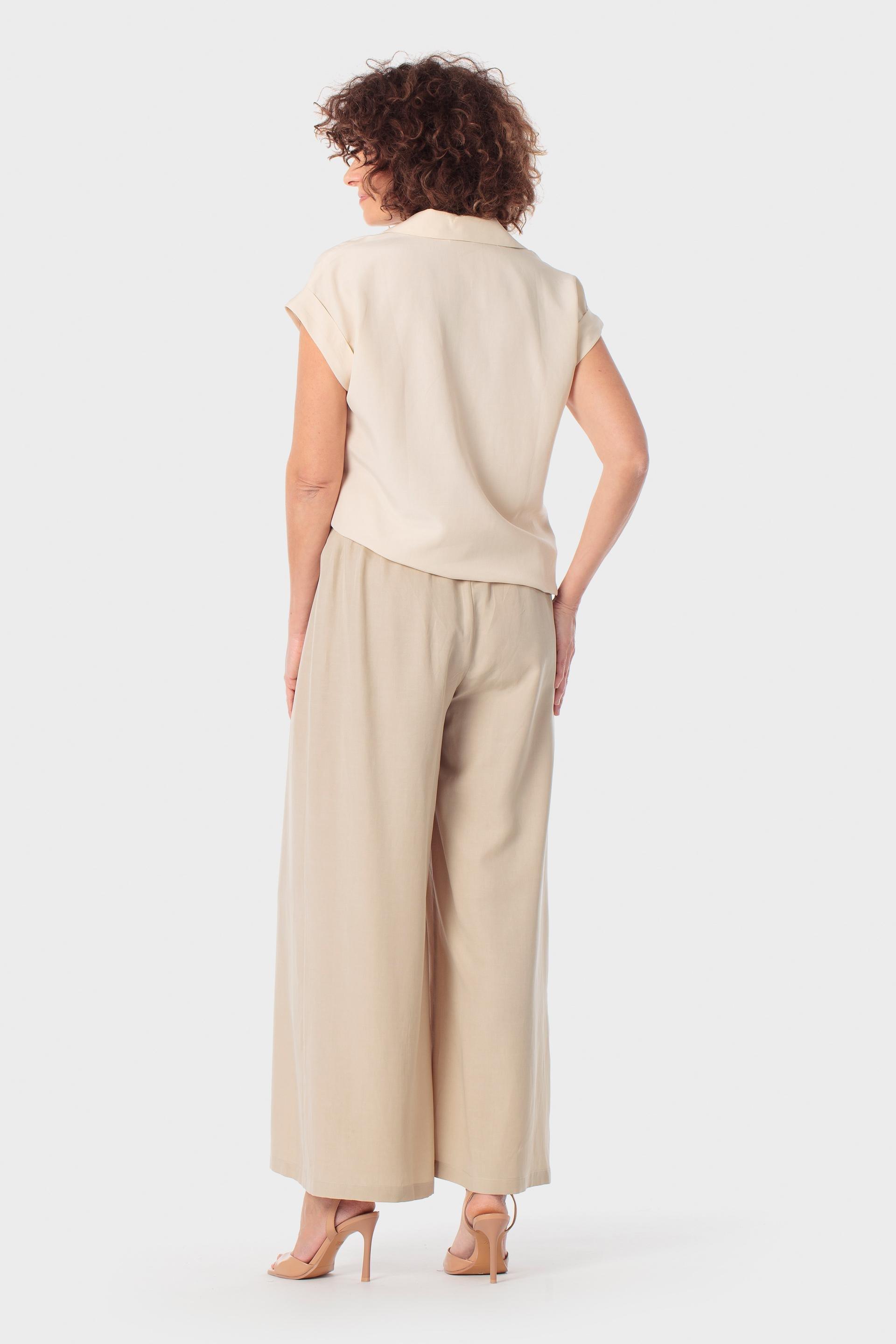 Linen-Blend Embroidered Short-Sleeve Shirt Beige, Beige Sand, large image number 3