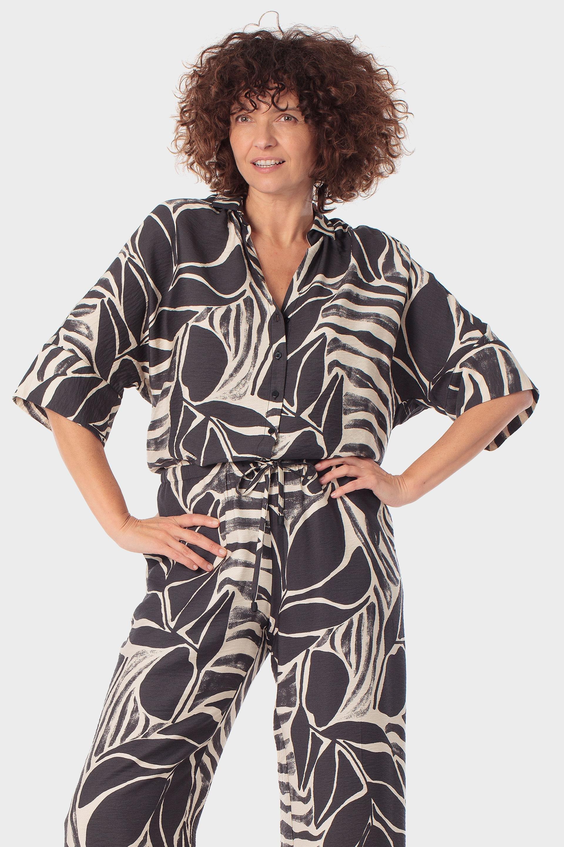 Black Printed Shirt, Black, large image number 0