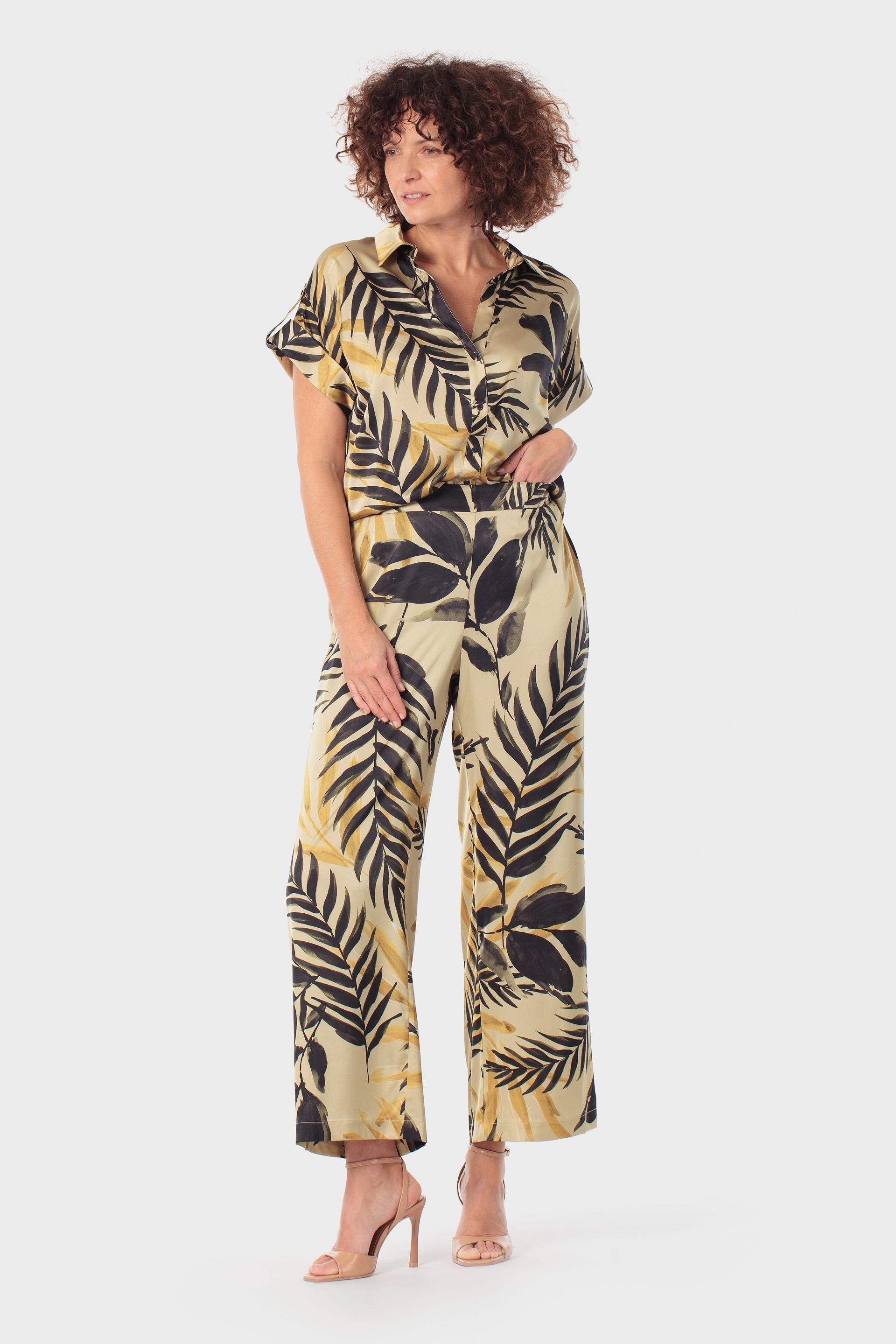 قميص بيج بطبعة أوراق استوائية, Beige Camel, large image number 1