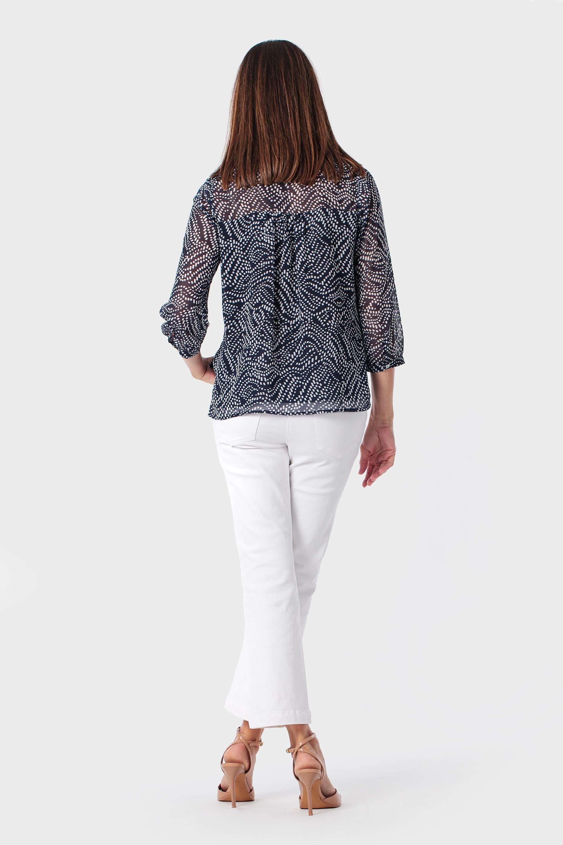 Navy Printed Loose Fitting Blouse, 3701_104, large image number 3