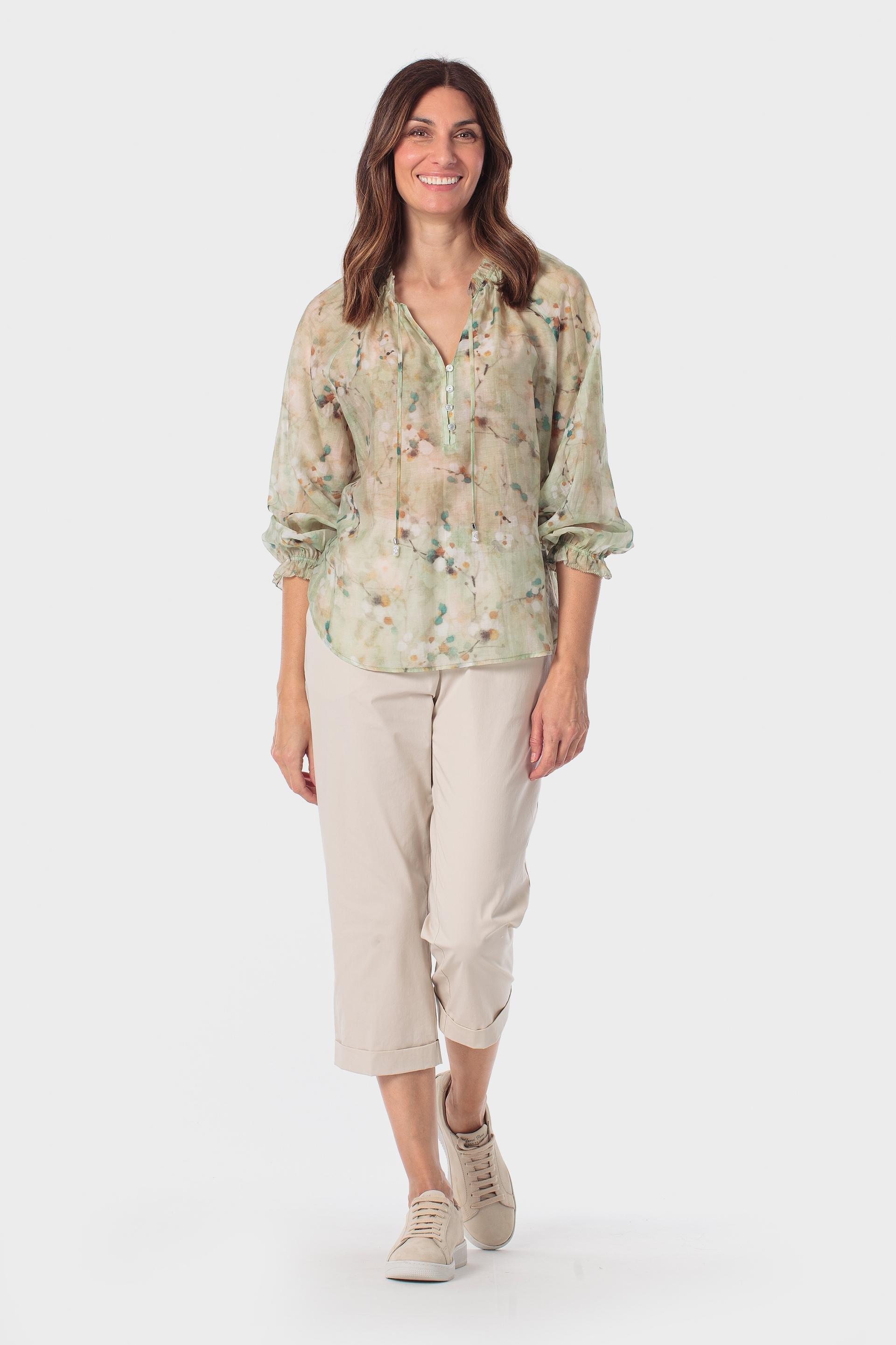 Green Printed Blouse, 3701_105, large image number 1