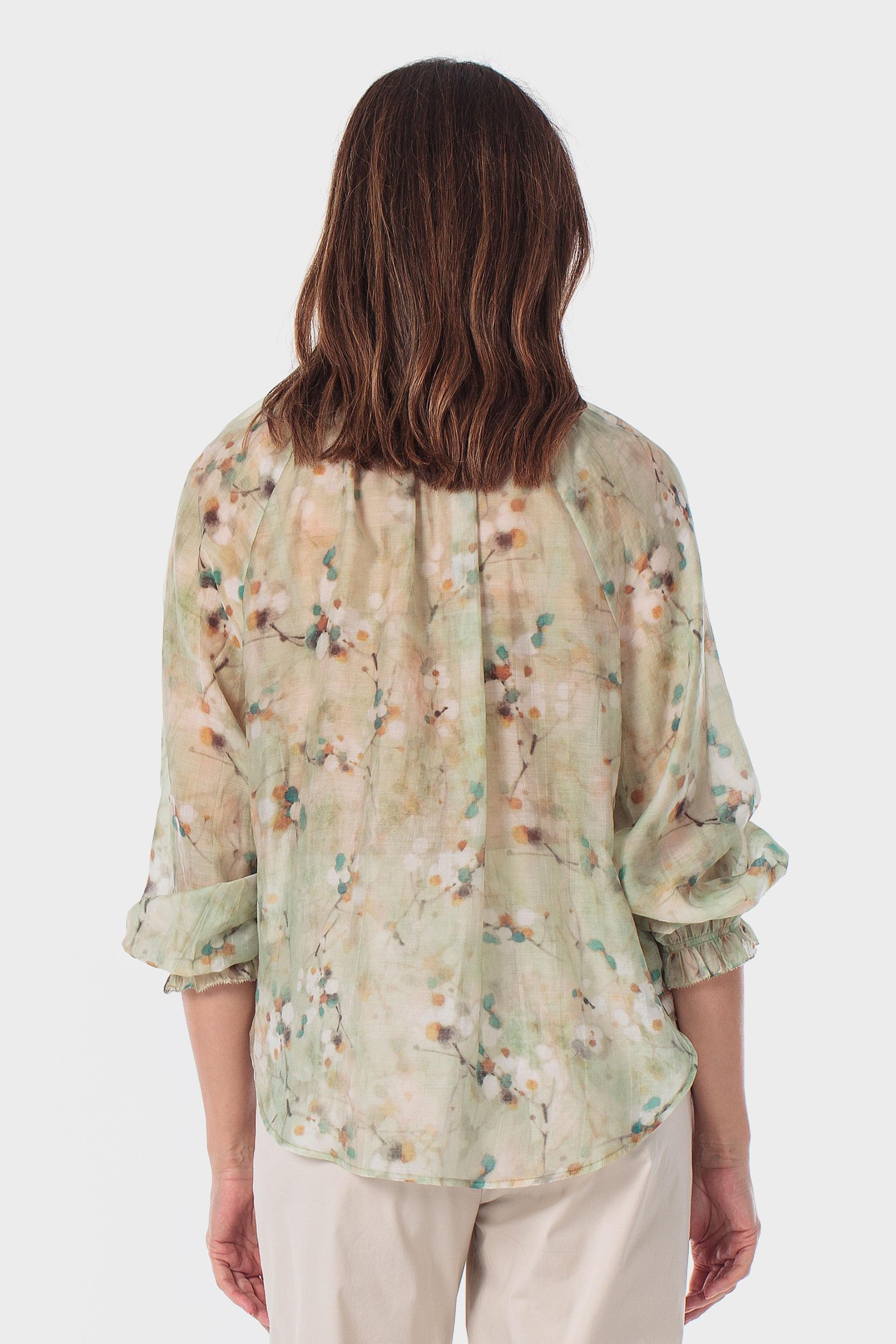 Green Printed Blouse, Green, medium