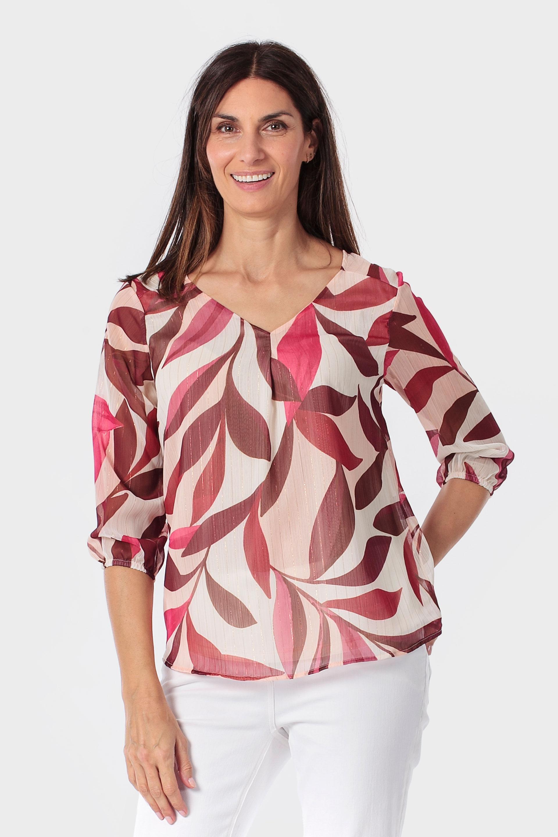 Brown Printed Blouse, Red, large image number 0