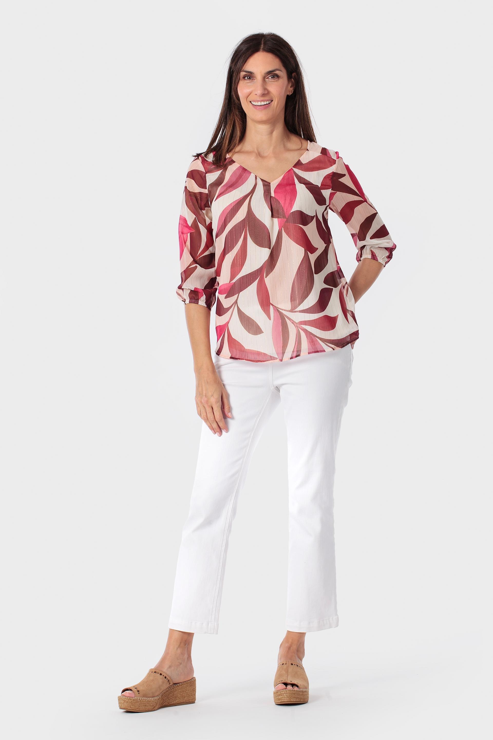 Brown Printed Blouse, Red, large image number 1