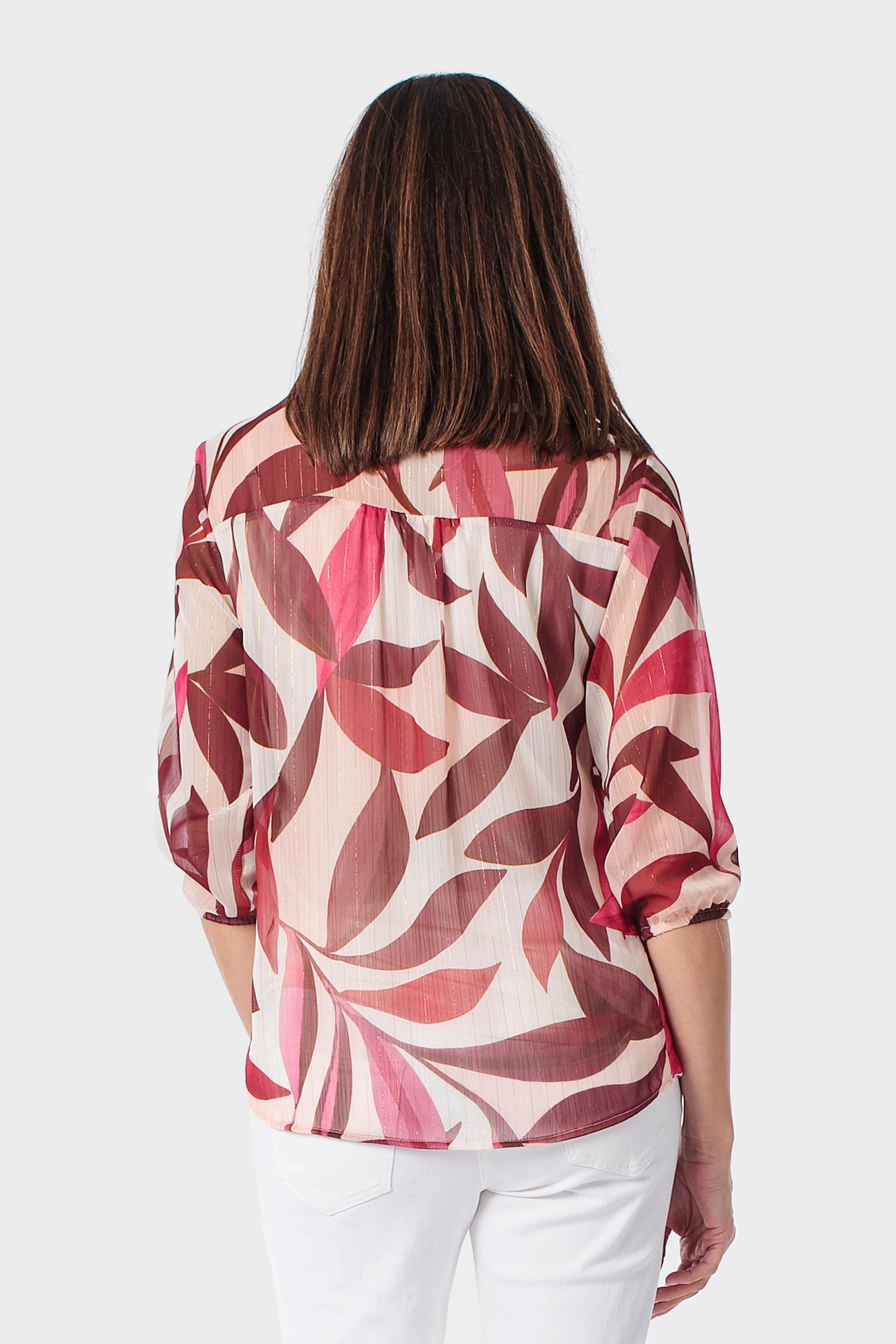 Brown Printed Blouse, Red, large image number 2