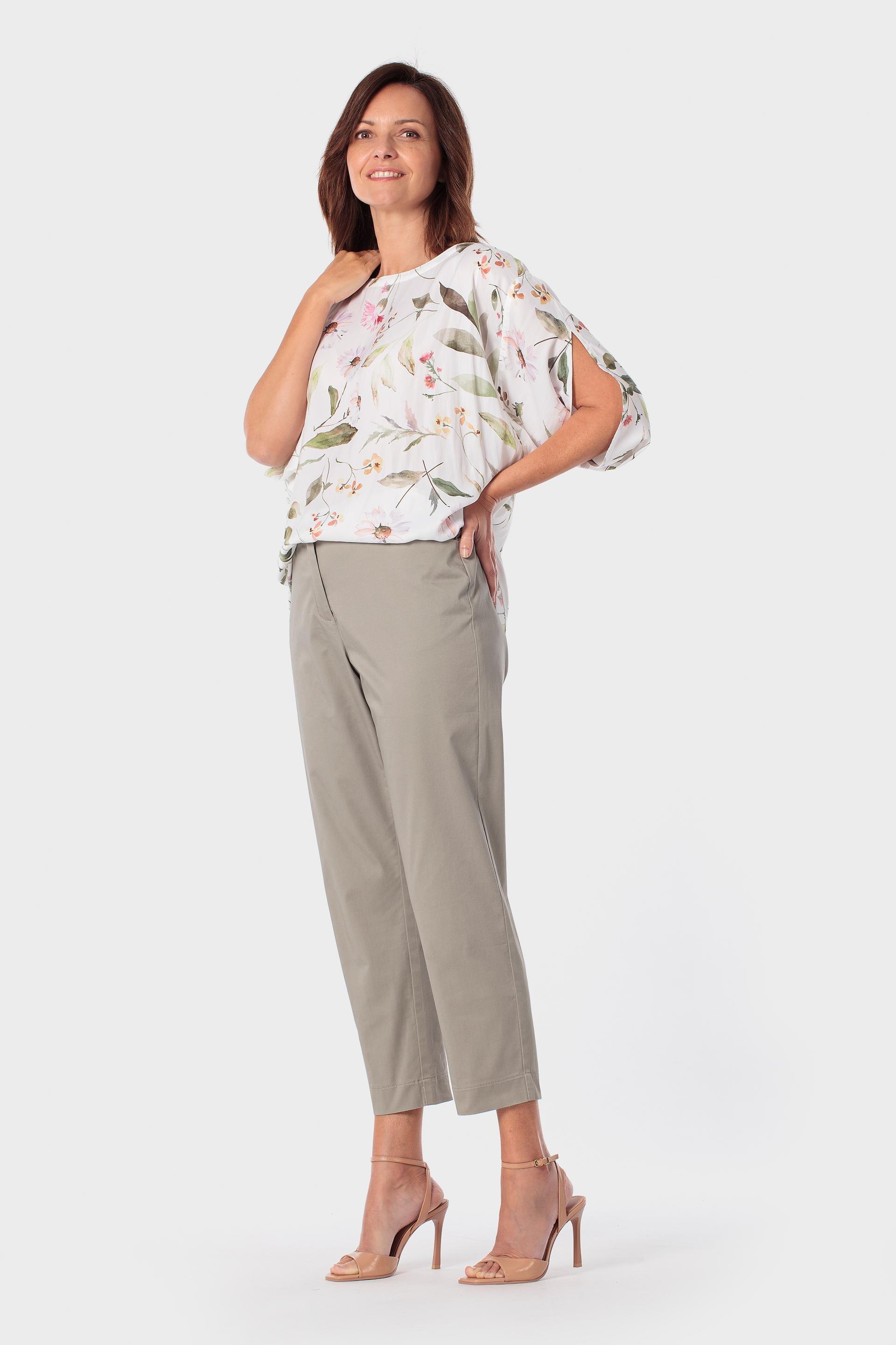 Floral Print Open-Sleeve Blouse, Green Sage, medium