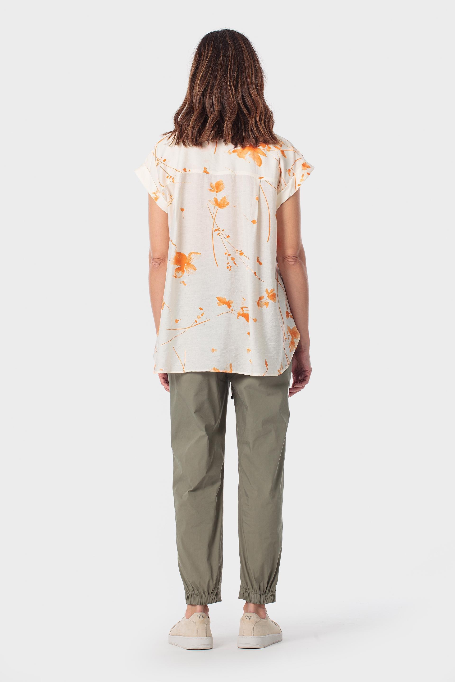 بلوزة برتقالية واسعة بنقشة زهور, Orange, large image number 3
