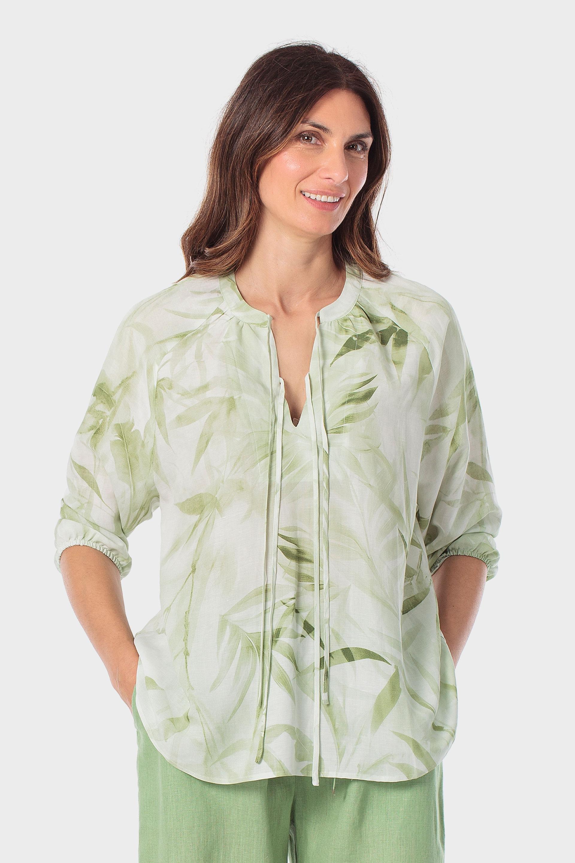Green Printed Blouse, Green Fern, large image number 0