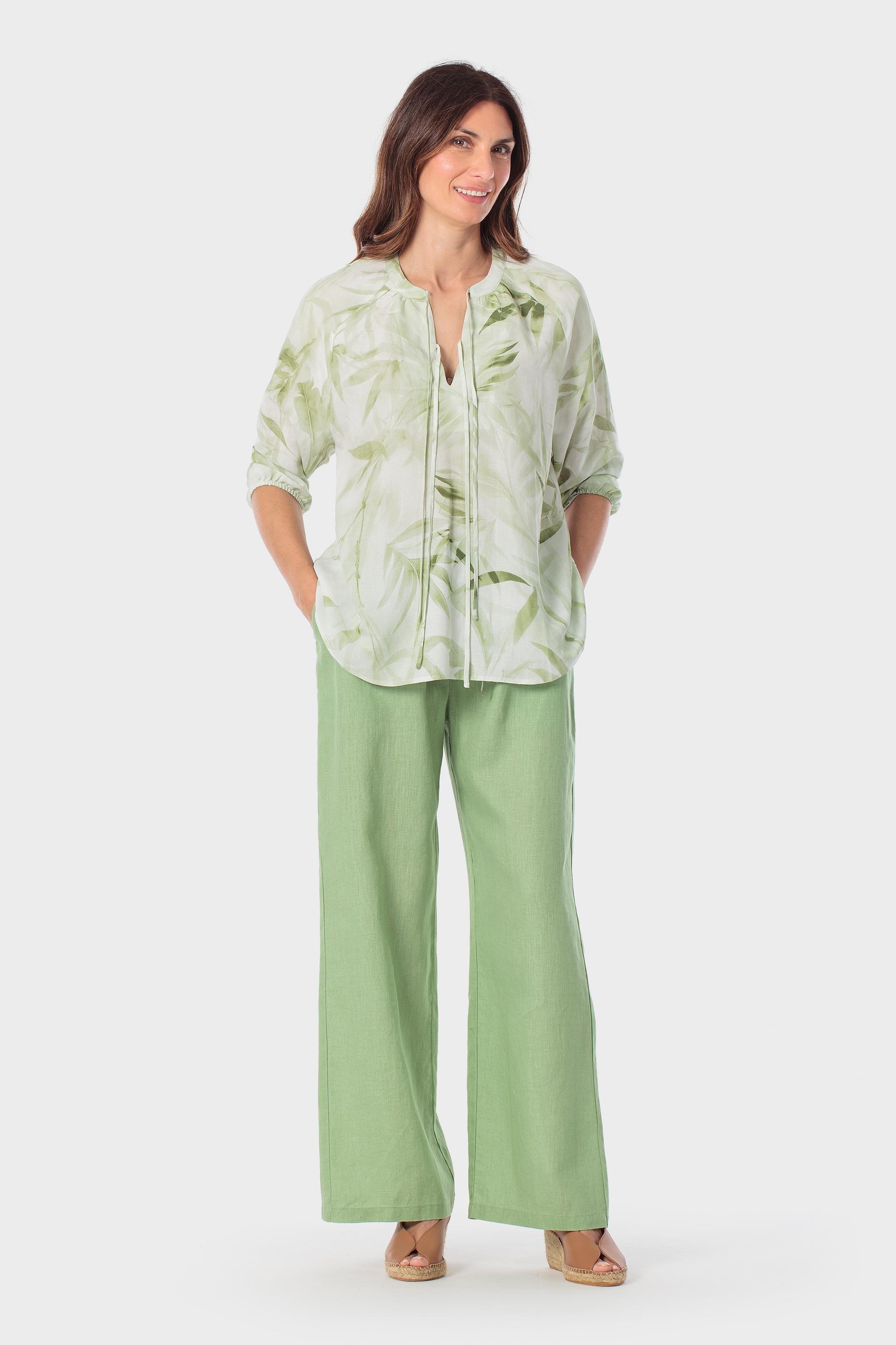 Green Printed Blouse, Green Fern, large image number 1