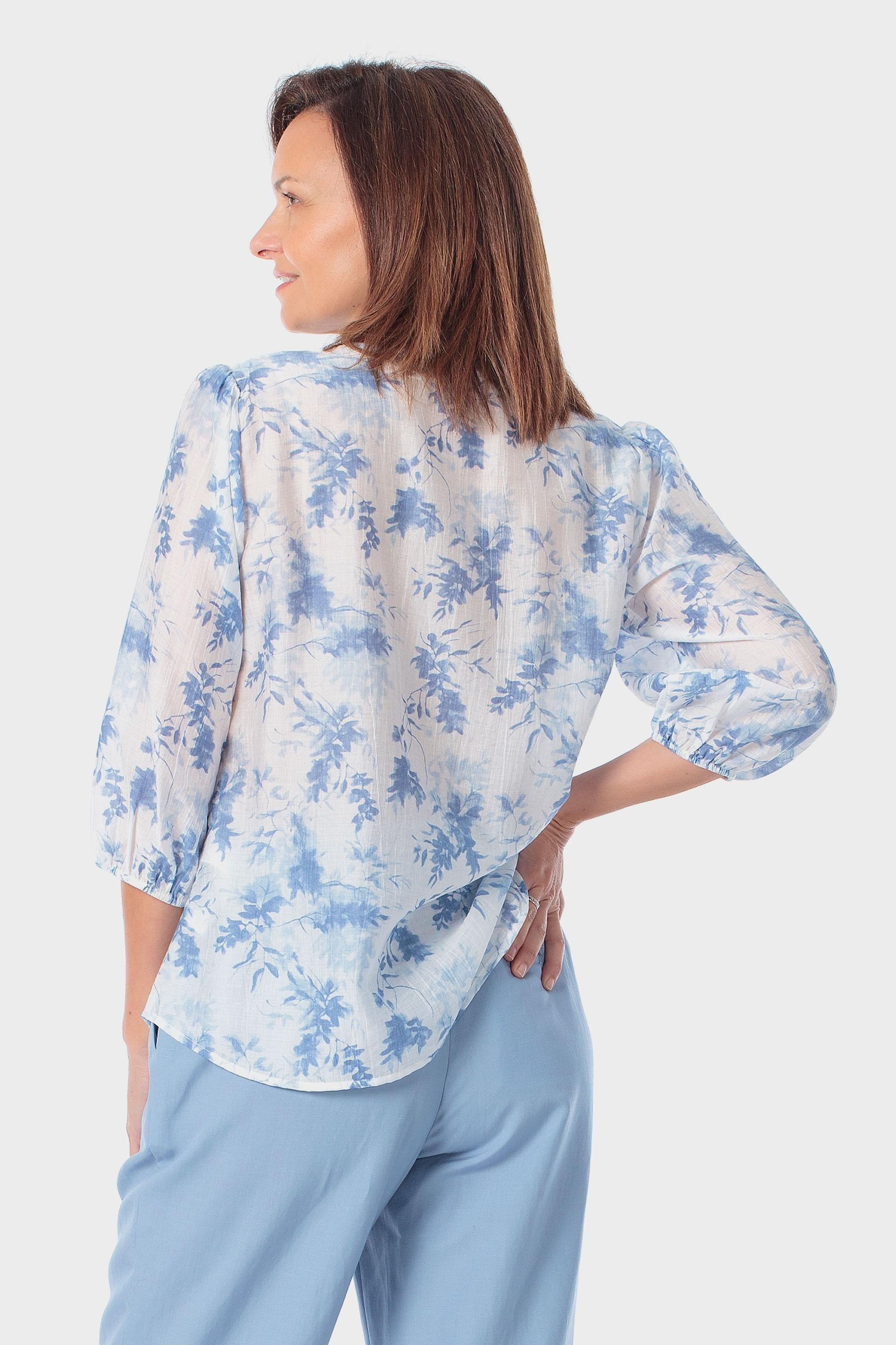 Blue Printed Blouse, Blue Porcelain, medium