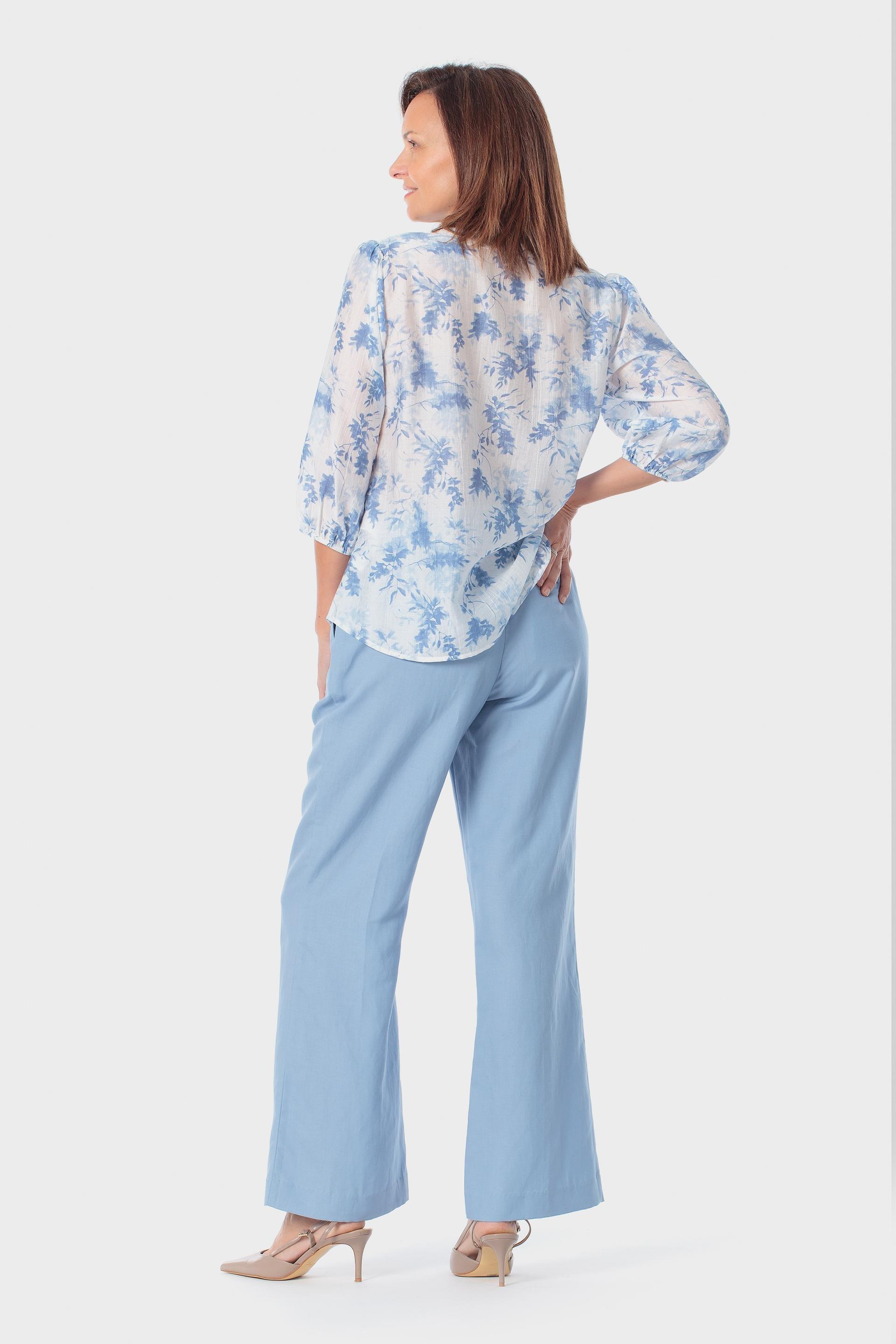 Blue Printed Blouse, 3701_320, large image number 3