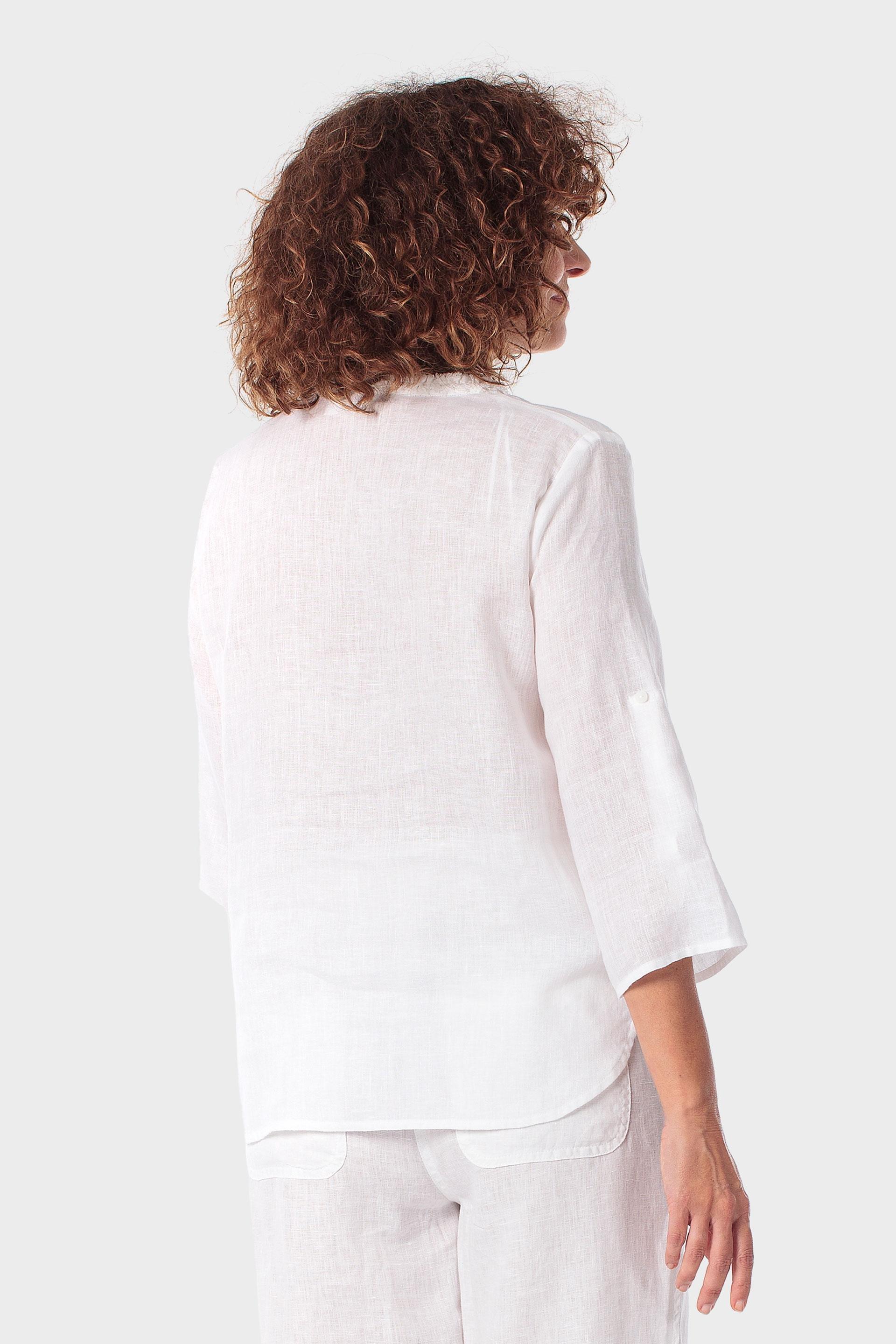 White Linen Blouse, White, large image number 2