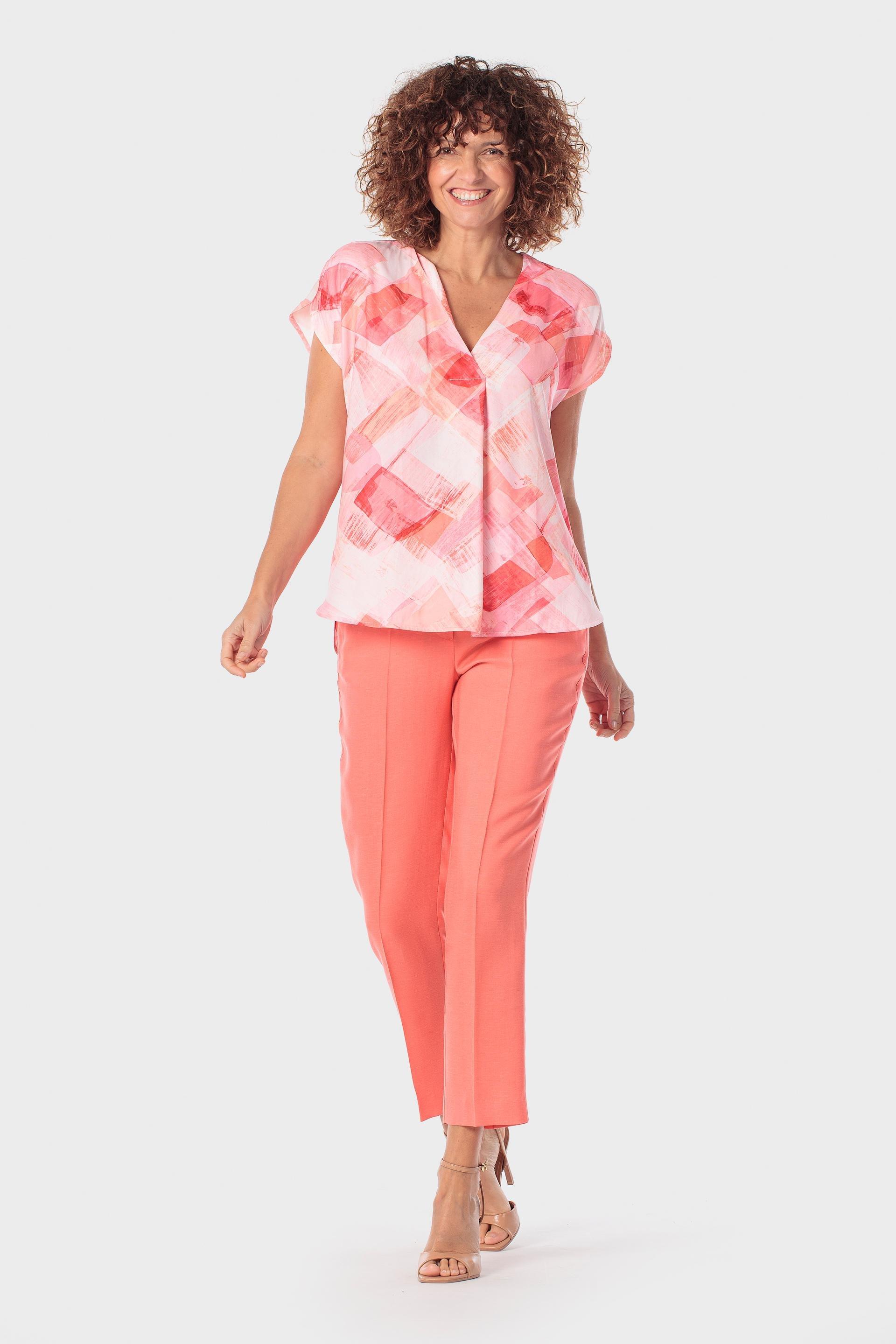 Coral Printed Blouse, Red Coral, large image number 1