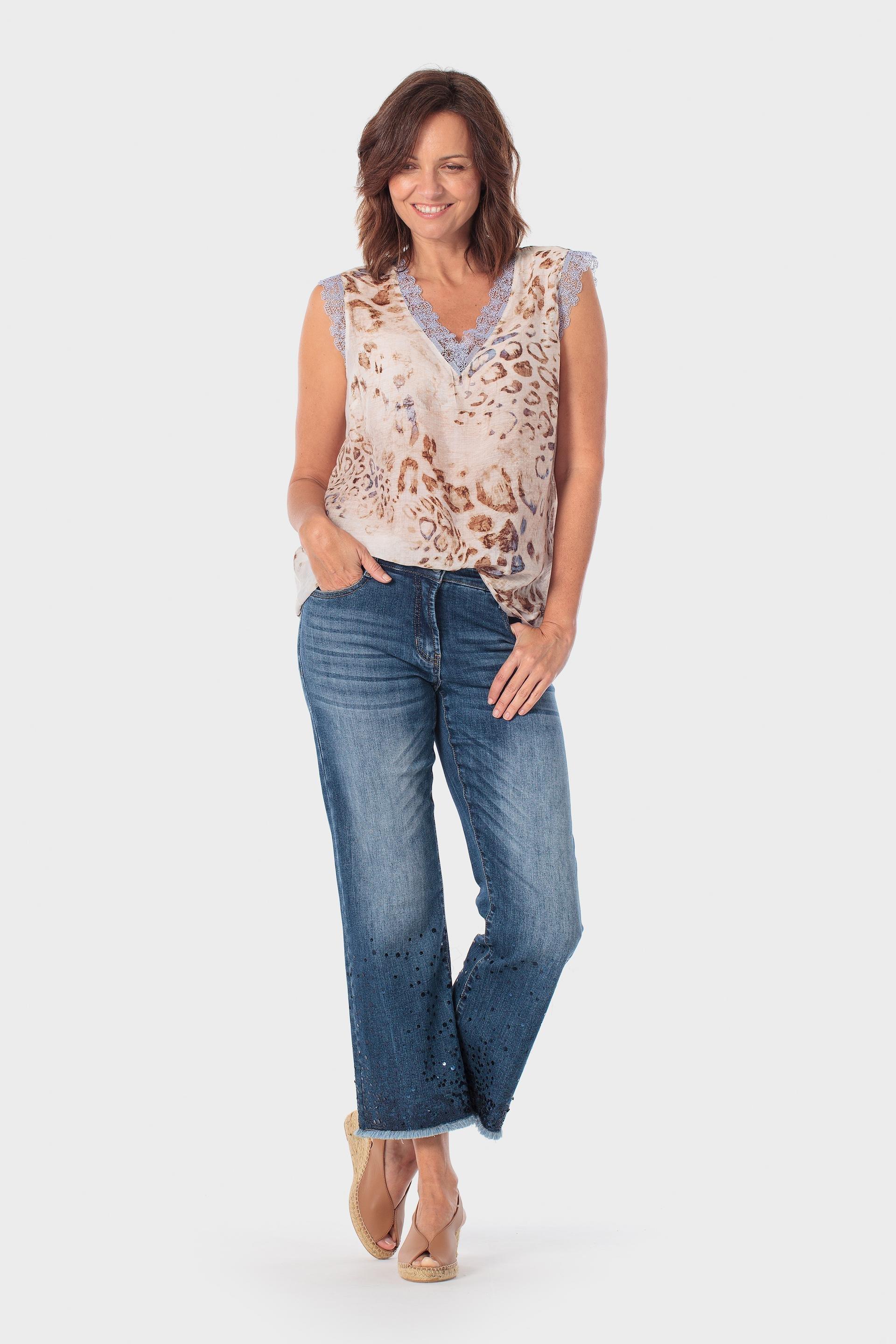 Beige Animal Print Blouse, 3701_126, large image number 1