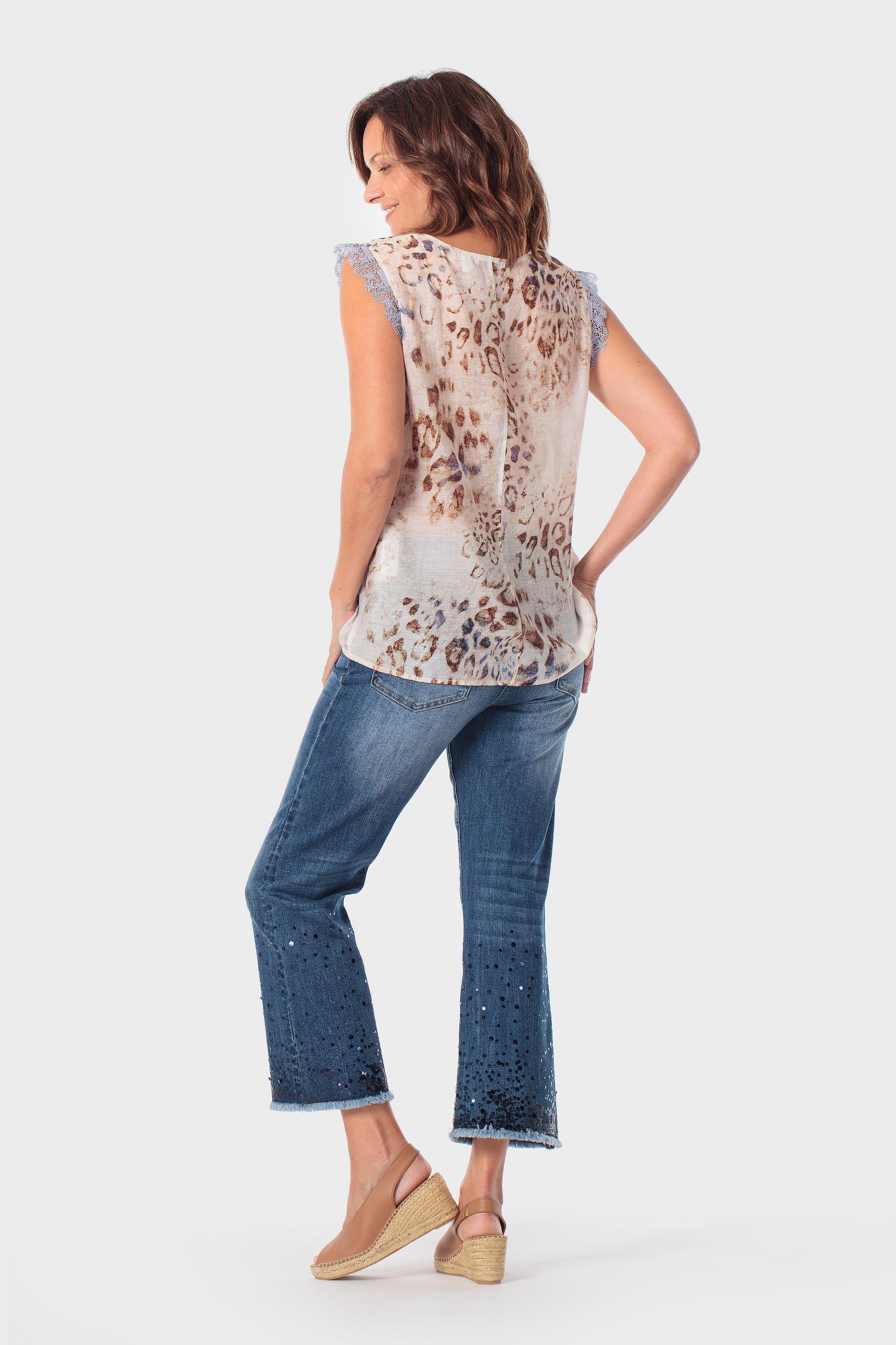 Beige Animal Print Blouse, 3701_126, large image number 3