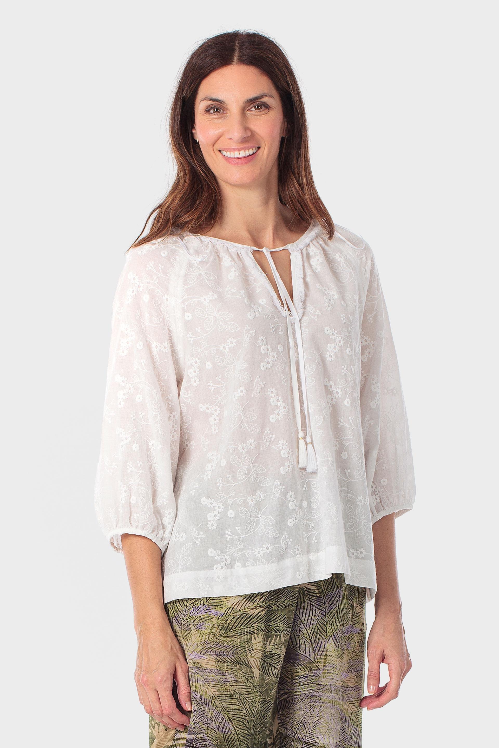 White Embroidered Blouse, 3701_232, large image number 0