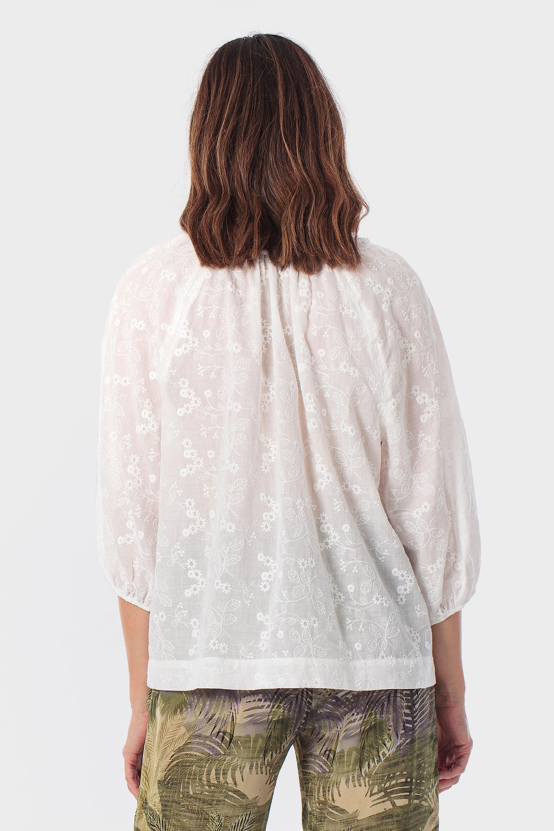 White Embroidered Blouse, Beige Talc, large image number 2