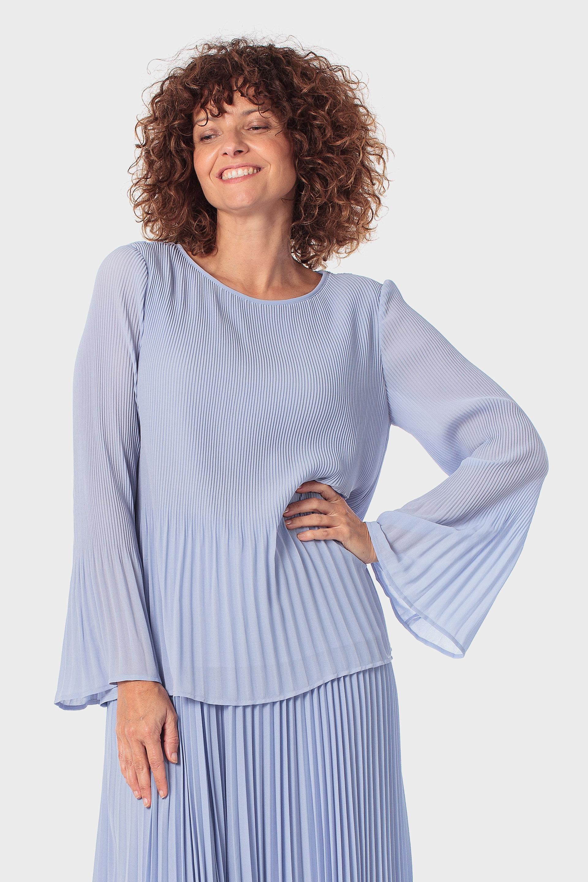 Bell-Sleeve Pleated Blouse, 3701_399, medium