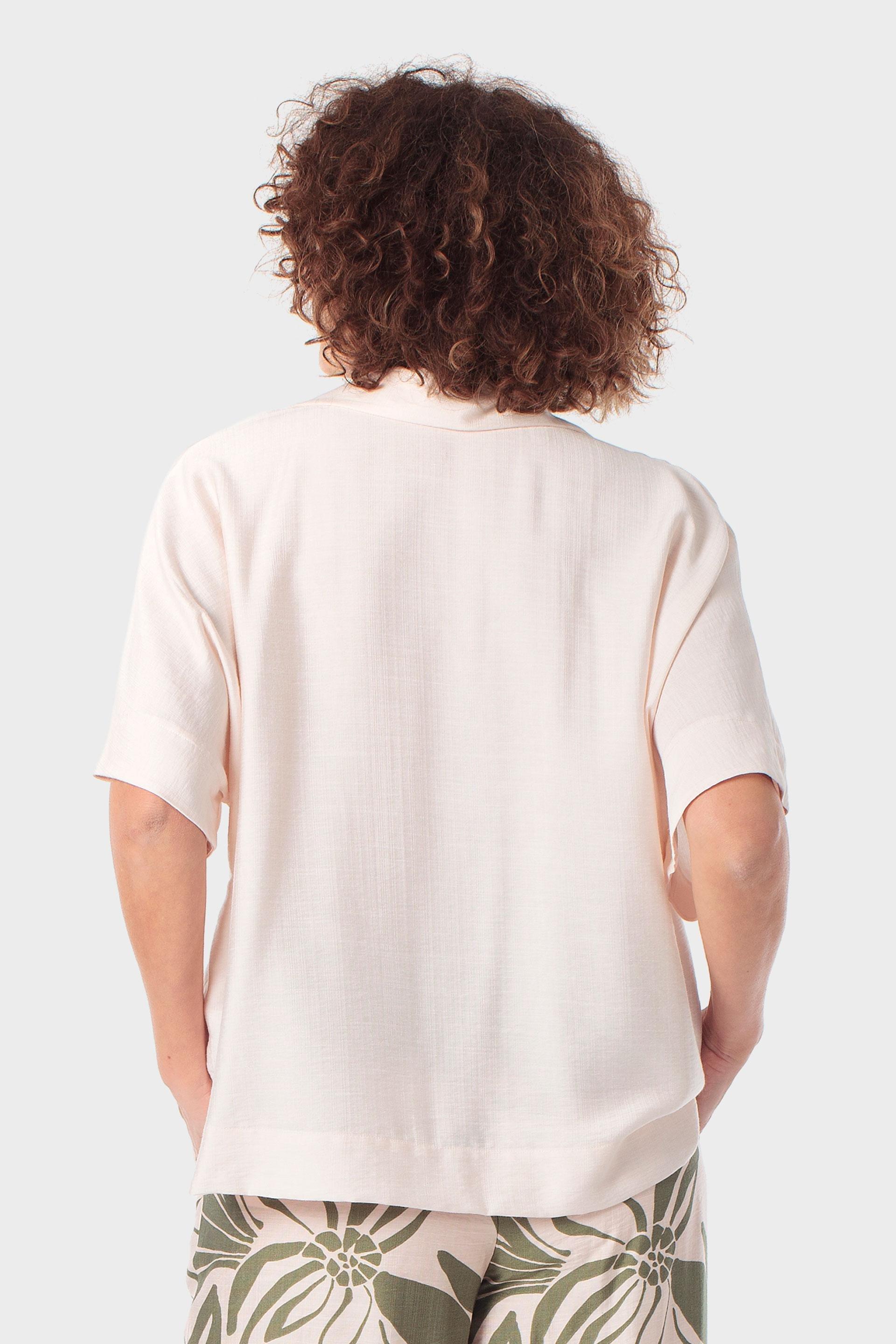 V-Neck Flowy Short-Sleeve Blouse Pink, Pink Nude, medium