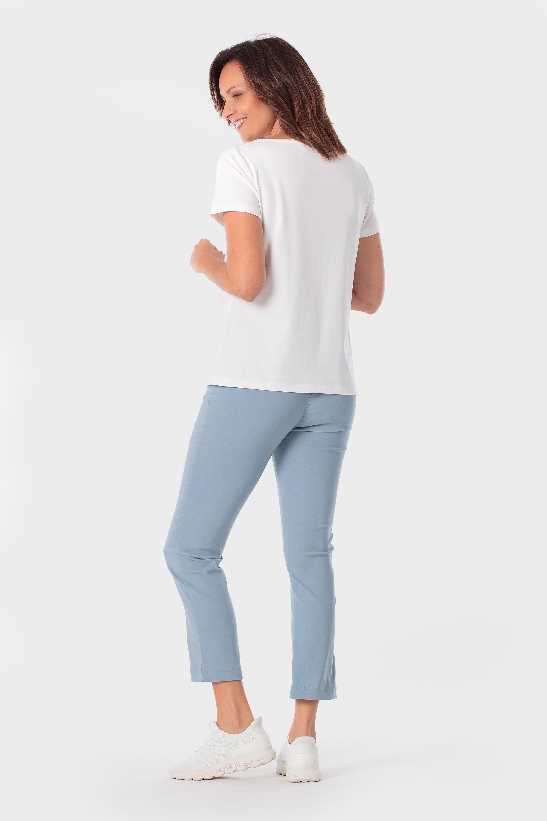 White Basic T-Shirt With Gemstones, Beige Talc, large image number 3