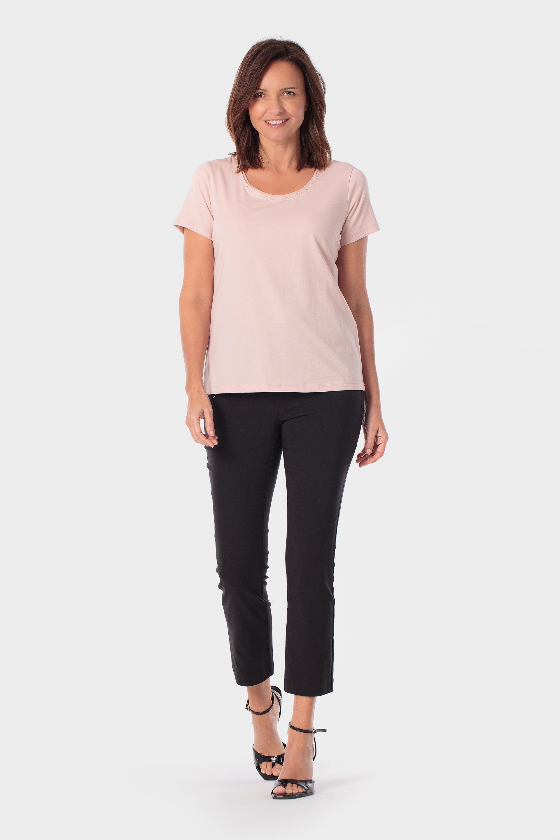 Pink Basic T-Shirt With Gemstones, 3701_269, medium