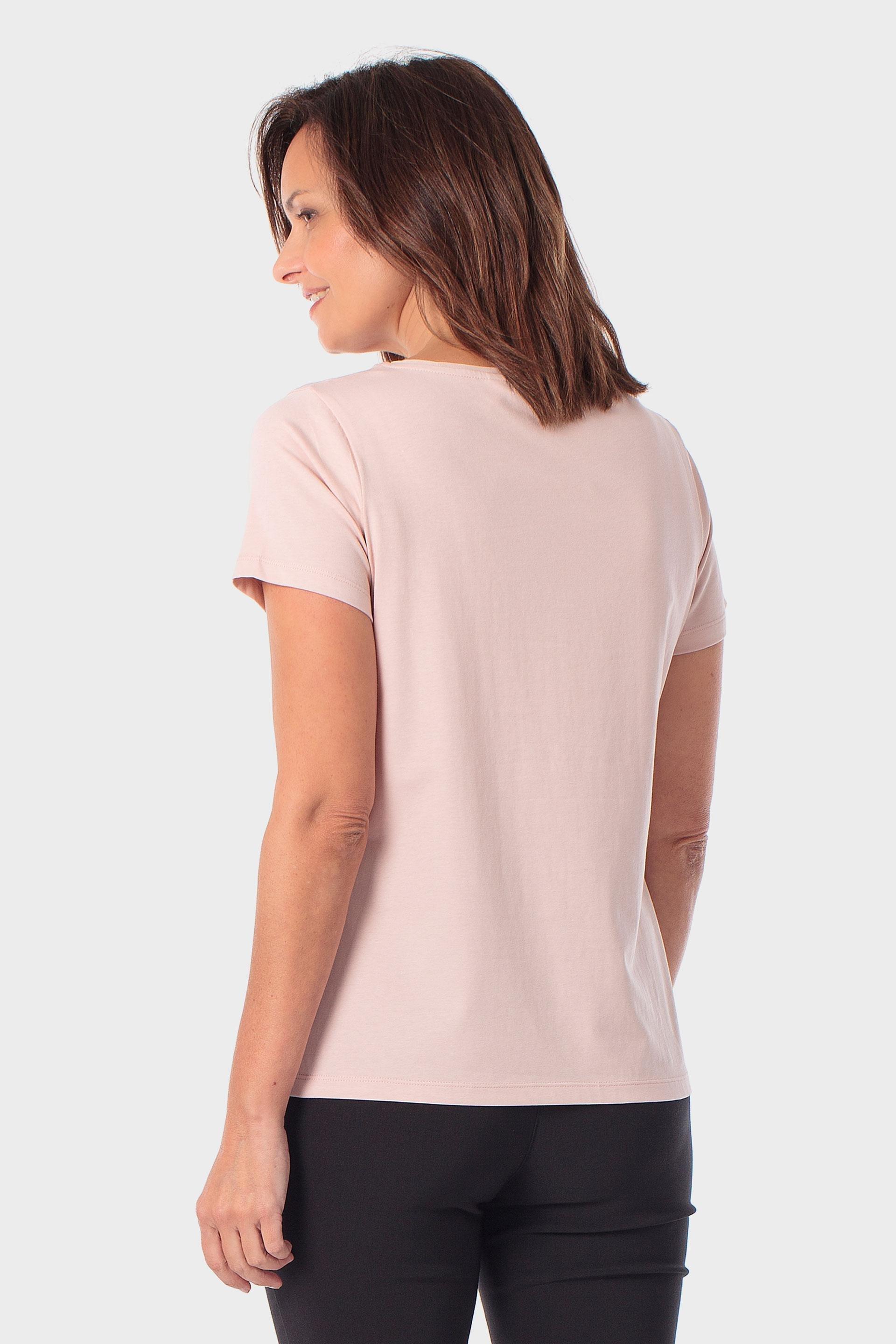 Pink Basic T-Shirt With Gemstones, 3701_269, large image number 2