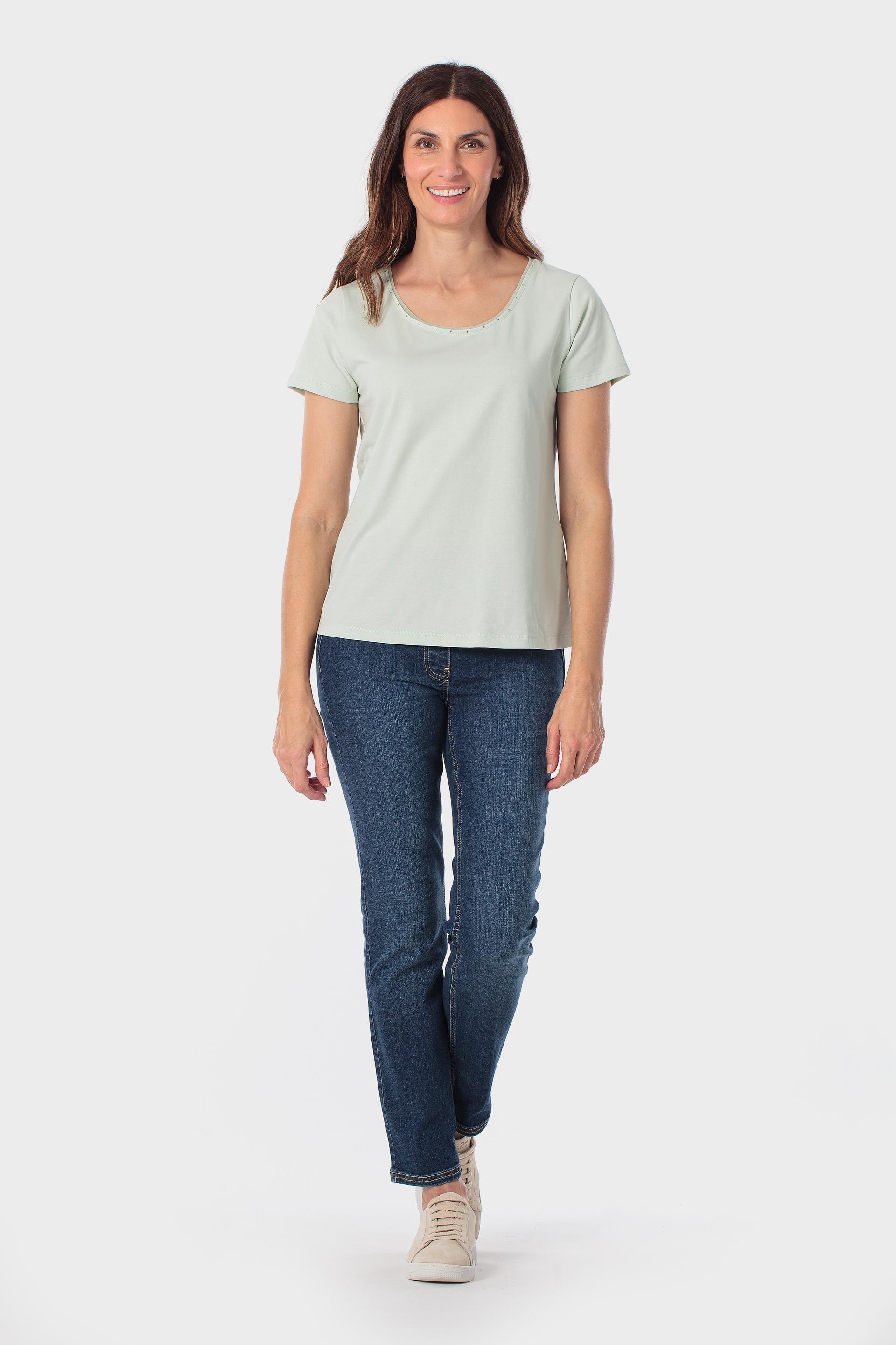 Green Basic T-Shirt With Gemstones, Green Aquamarine, large image number 1