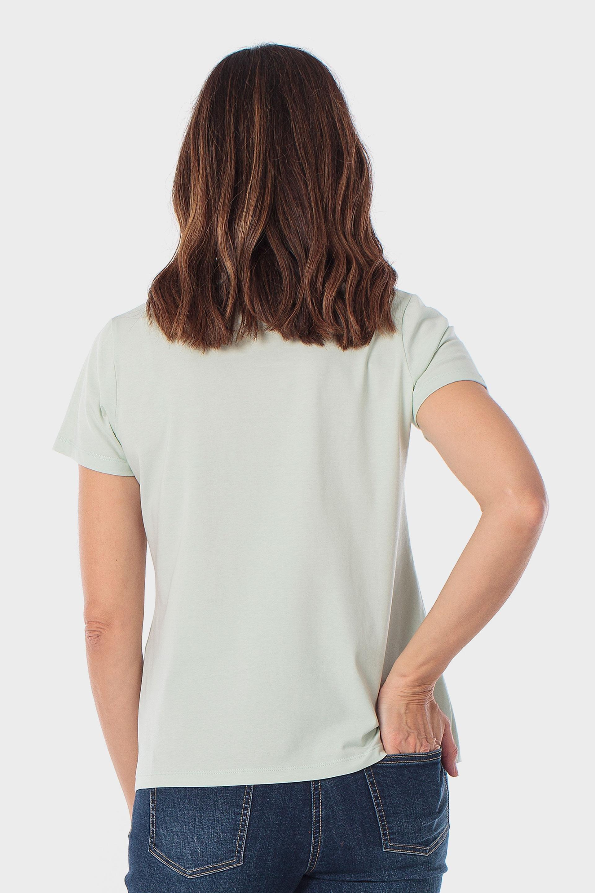 Green Basic T-Shirt With Gemstones, 3701_318, large image number 2