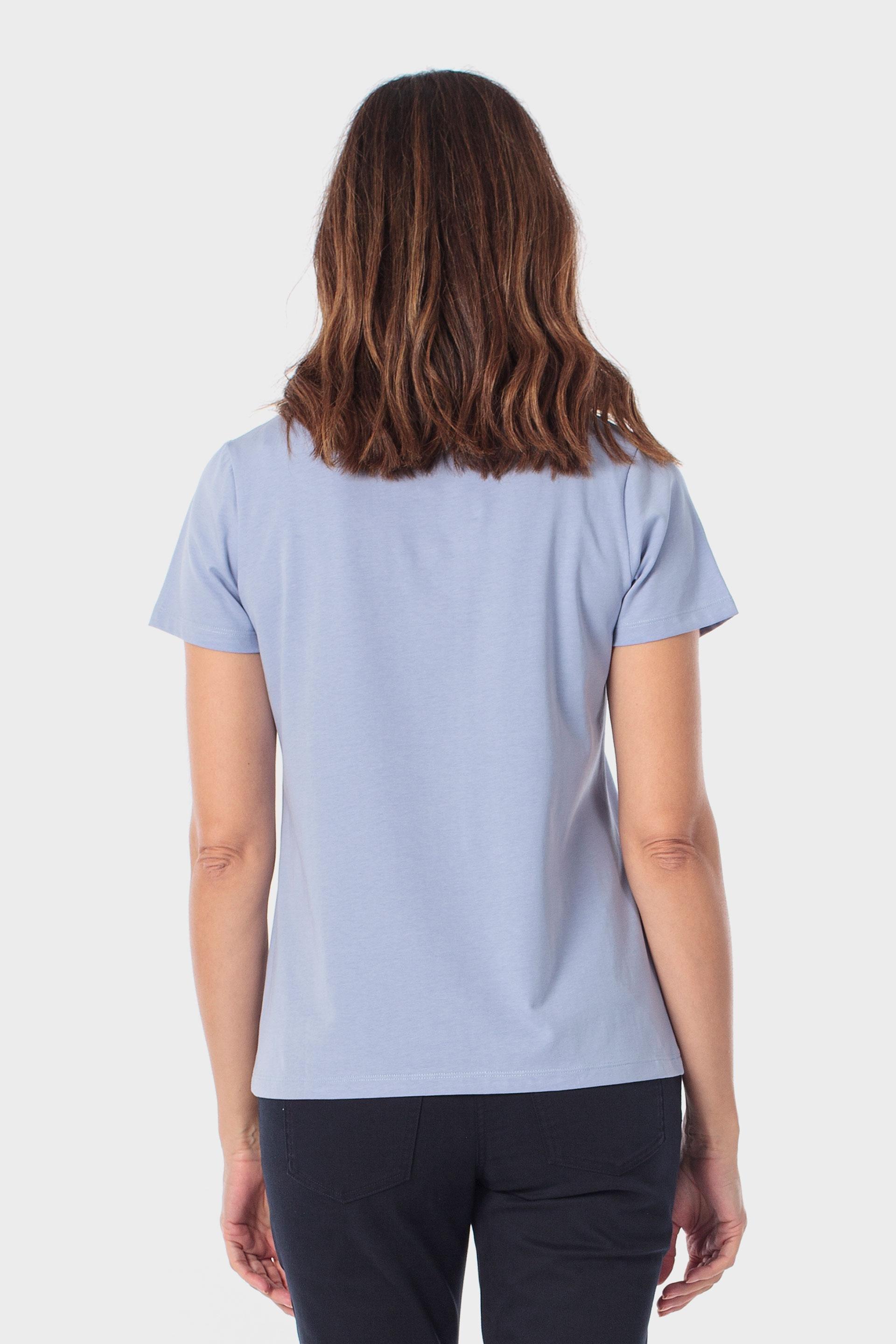Blue Basic T-Shirt With Gemstones, 3701_399, large image number 2