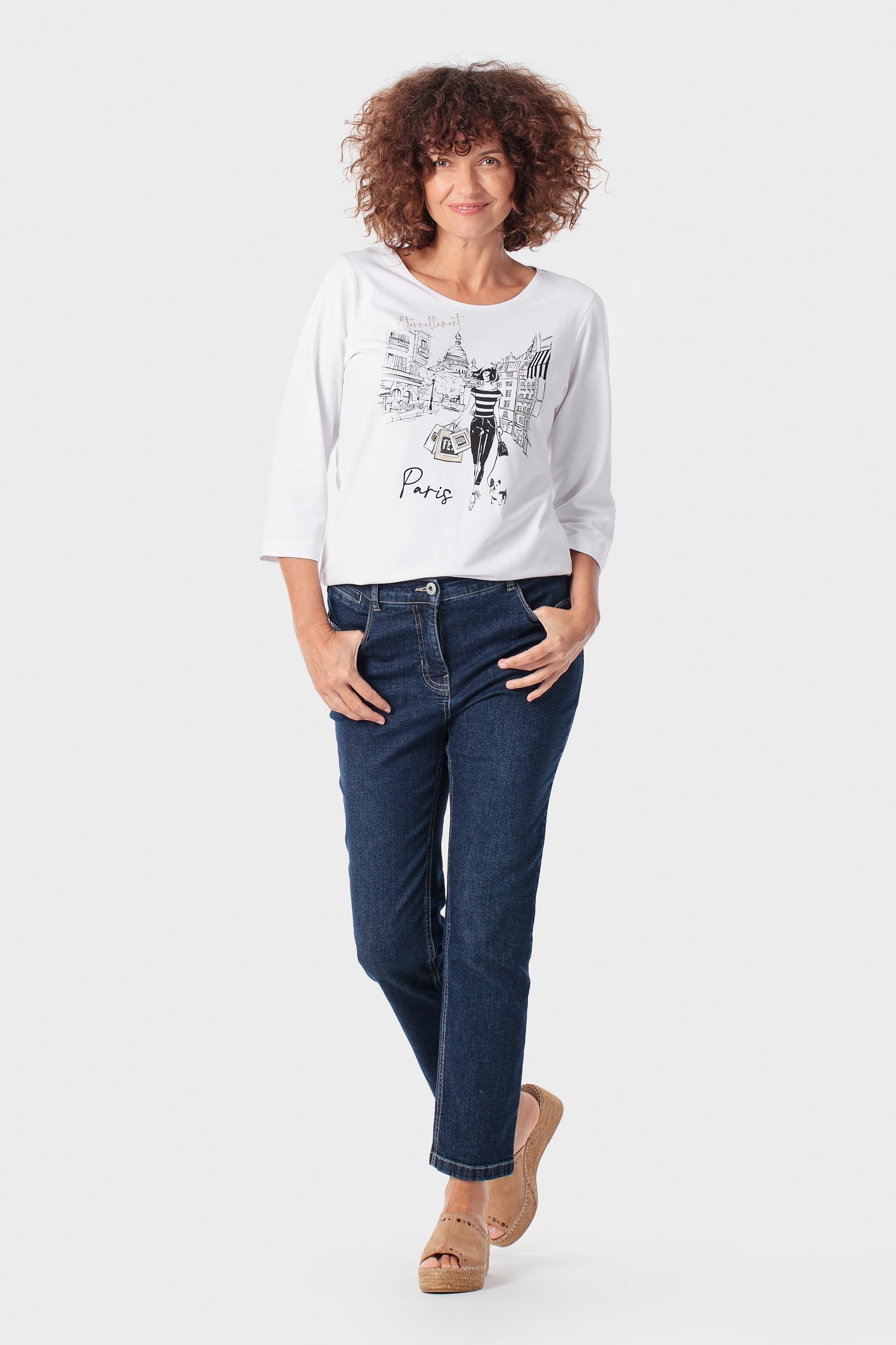 White T-Shirt With A Woman Print, Beige Talc, medium