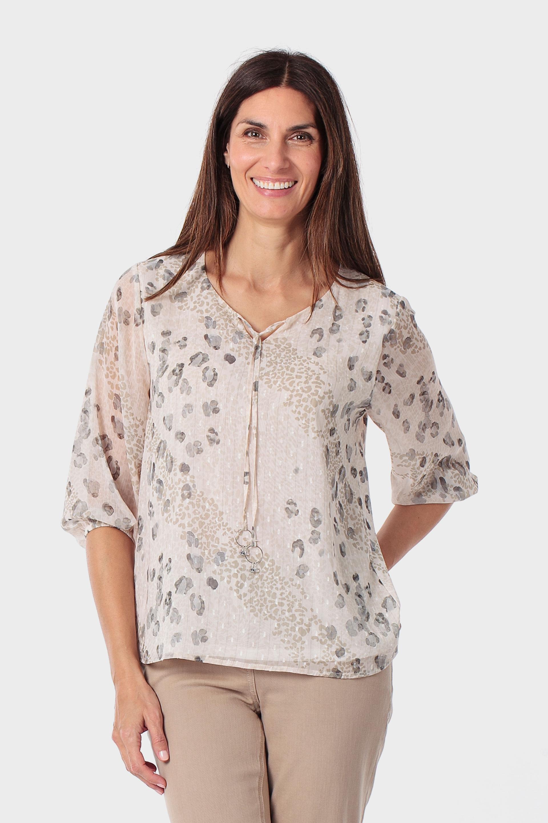 Beige Animal Print T-Shirt, 3701_126, medium