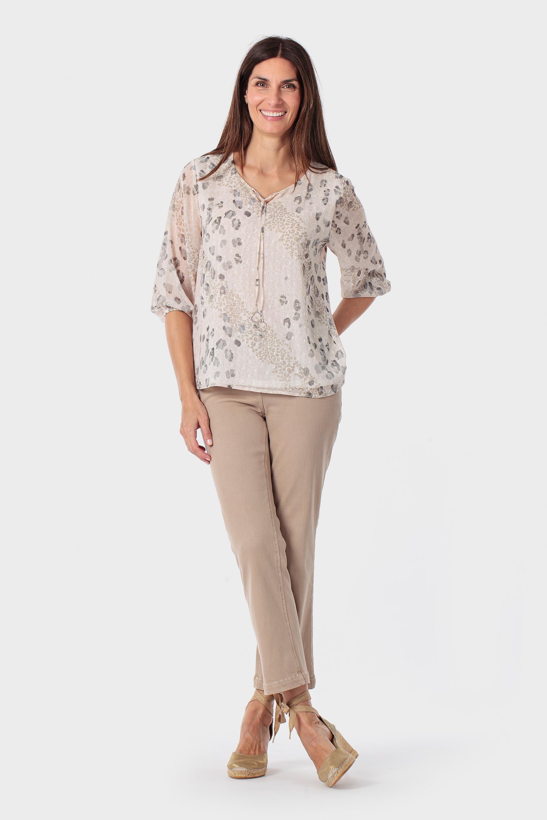 Beige Animal Print T-Shirt, 3701_126, medium