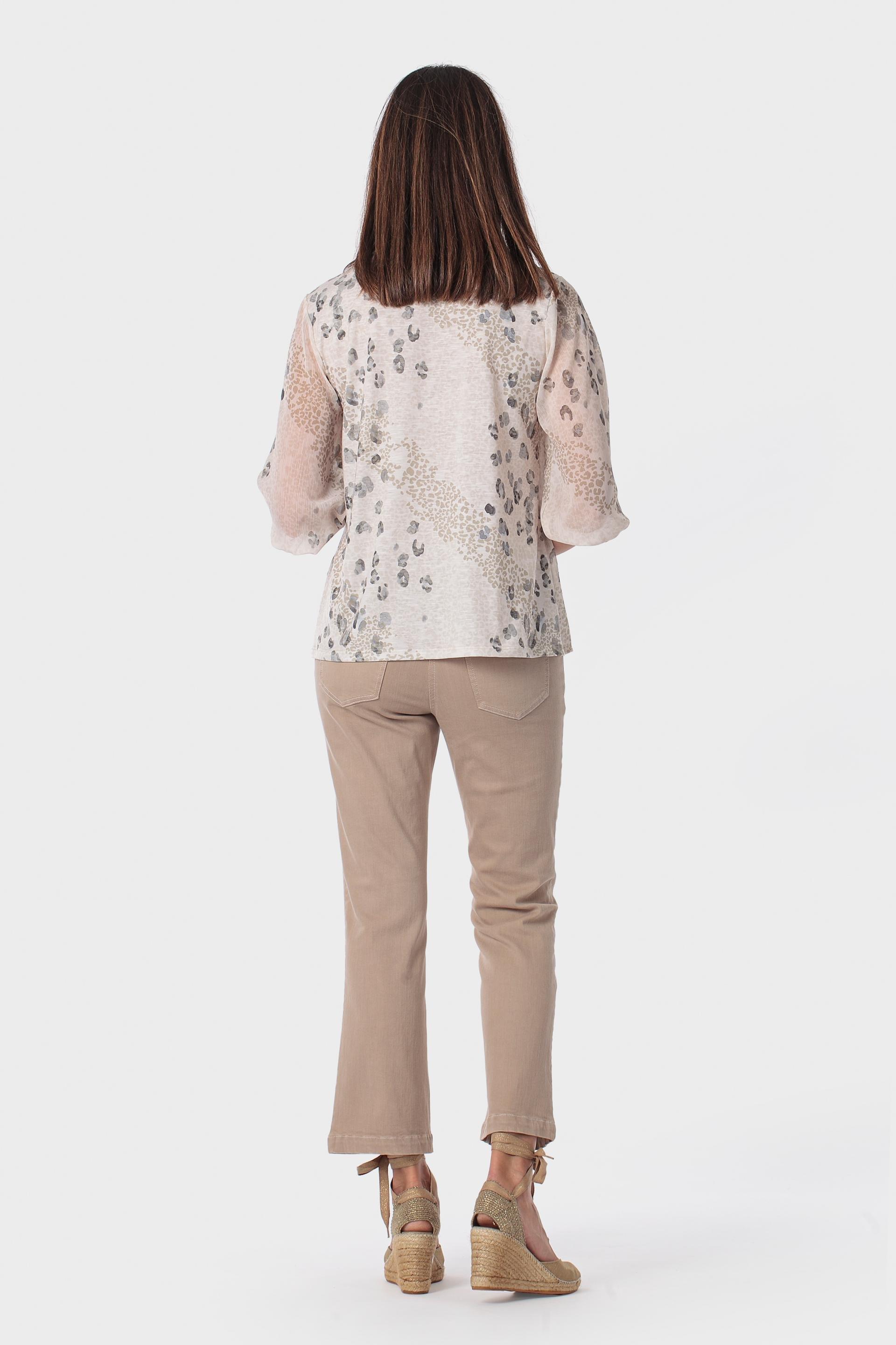 Beige Animal Print T-Shirt, 3701_126, large image number 3