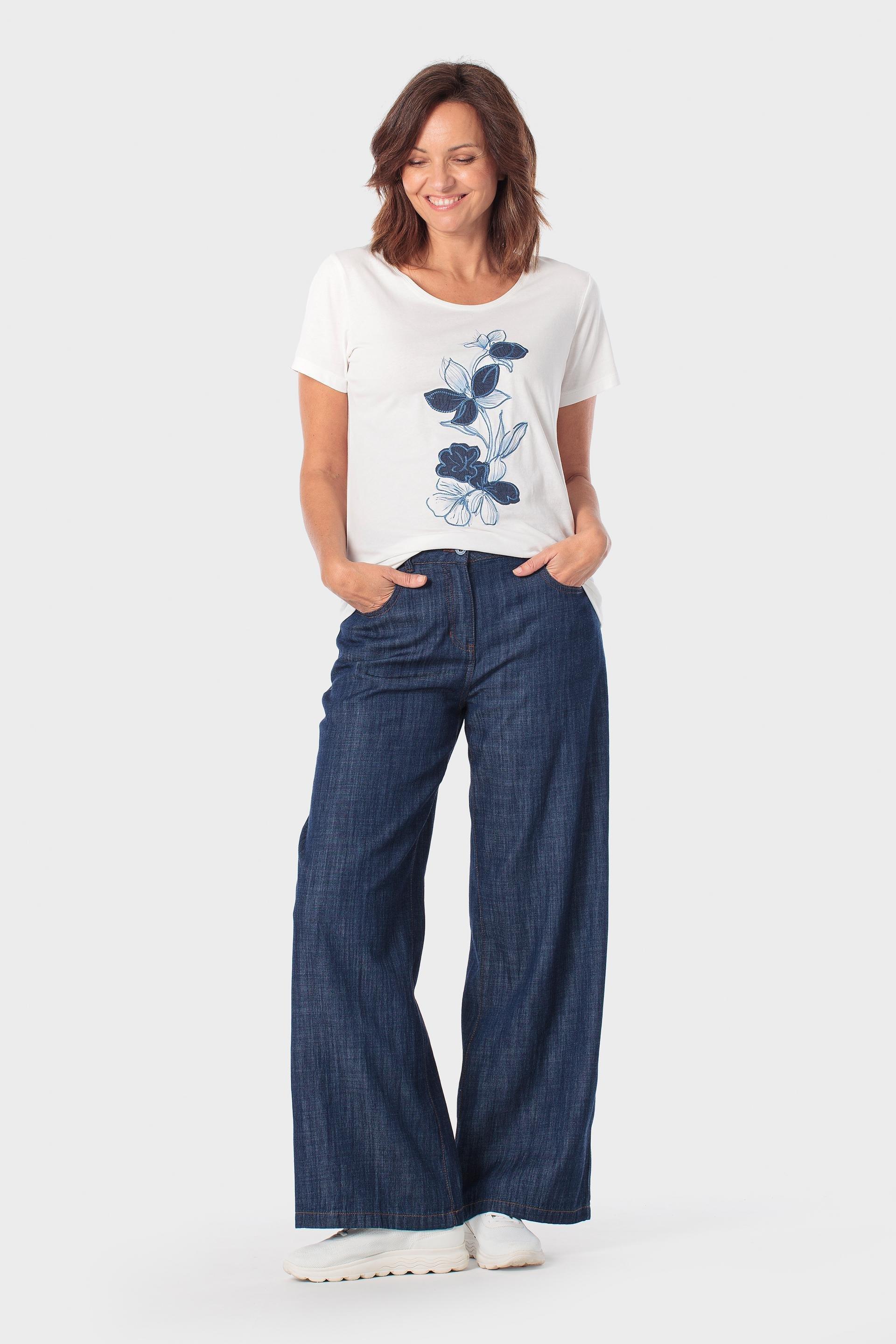 White Floral Embroidered T-Shirt, Beige Talc, medium