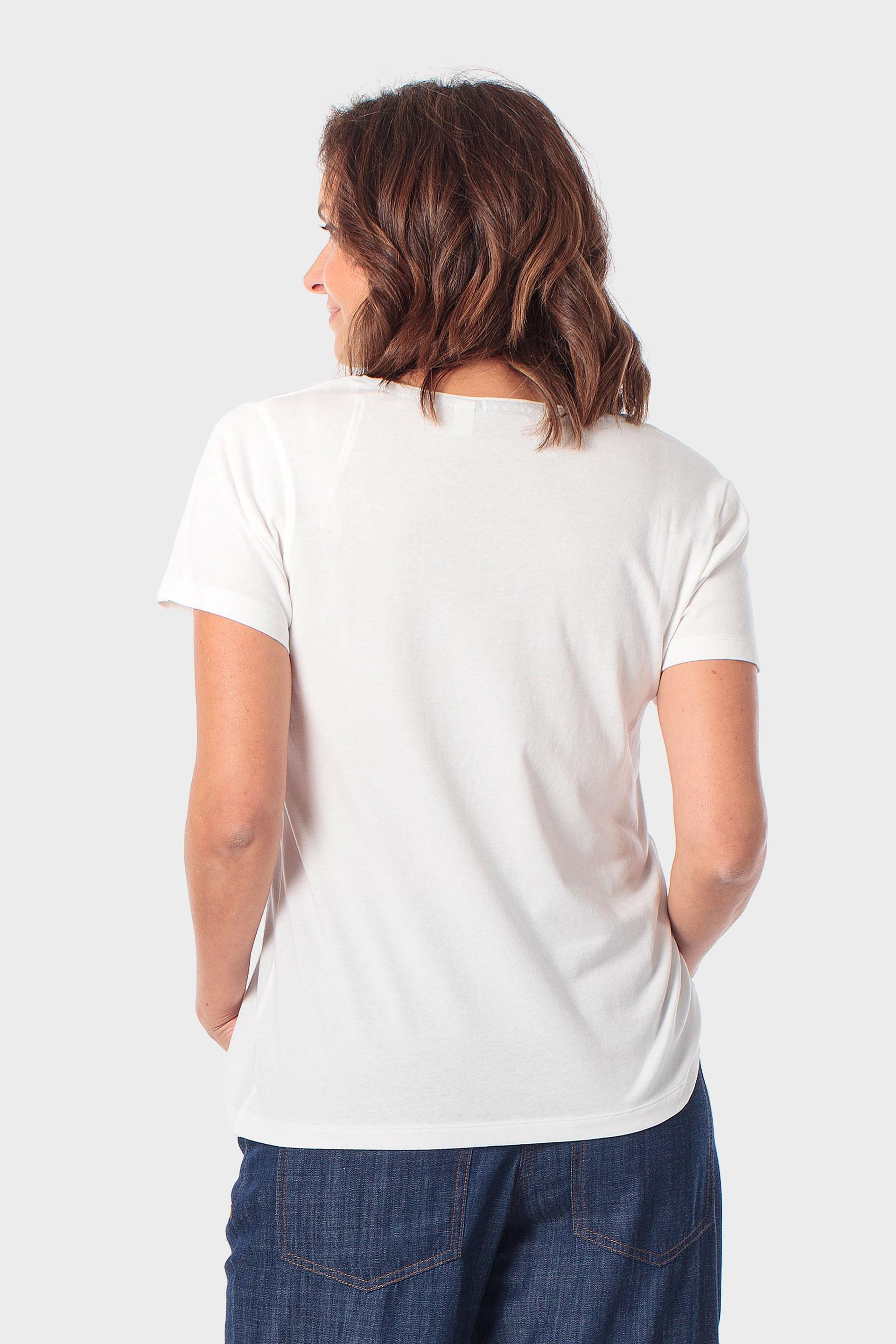 White Floral Embroidered T-Shirt, Beige Talc, large image number 2