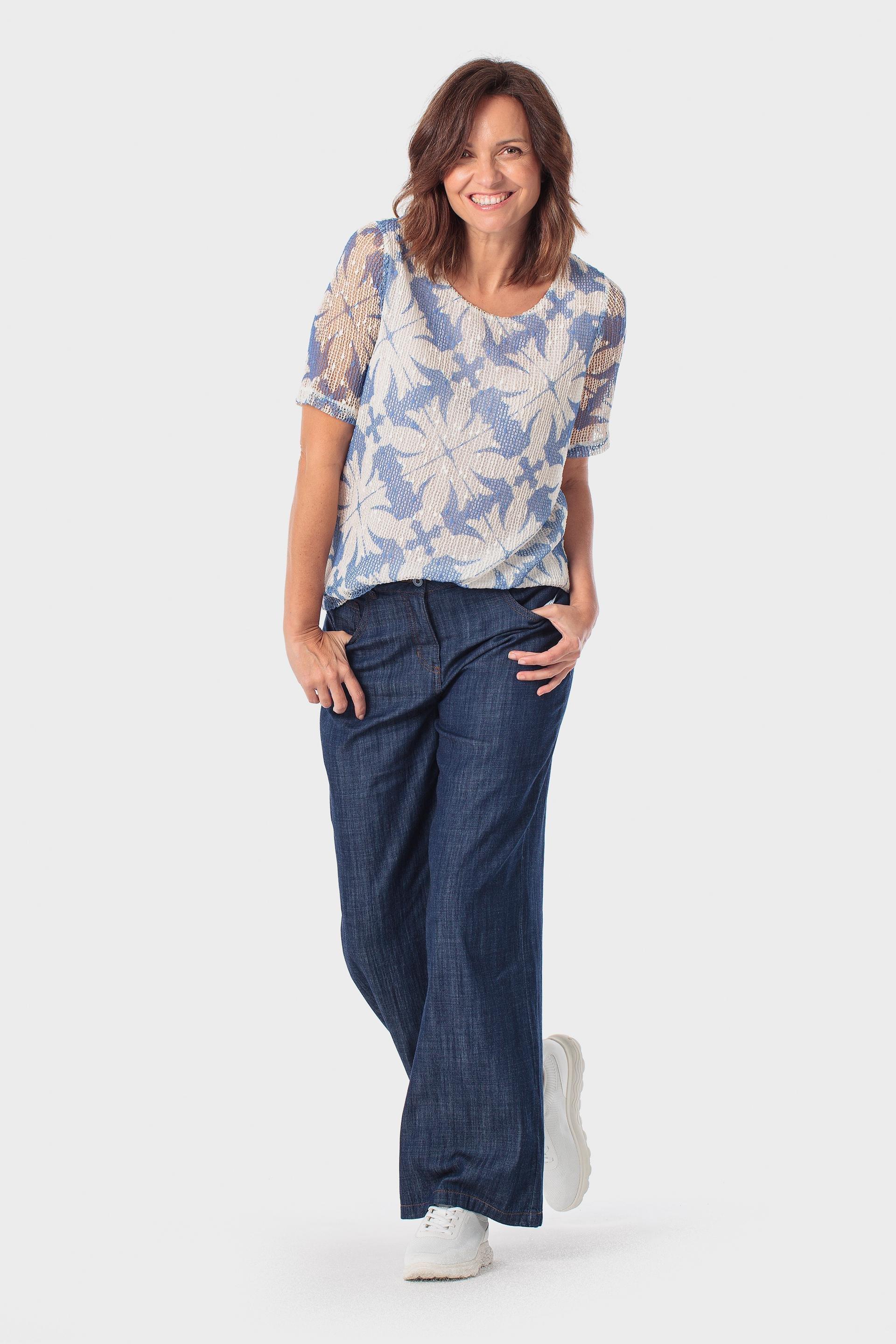 Blue Mesh Printed T-Shirt, 3701_320, large image number 1