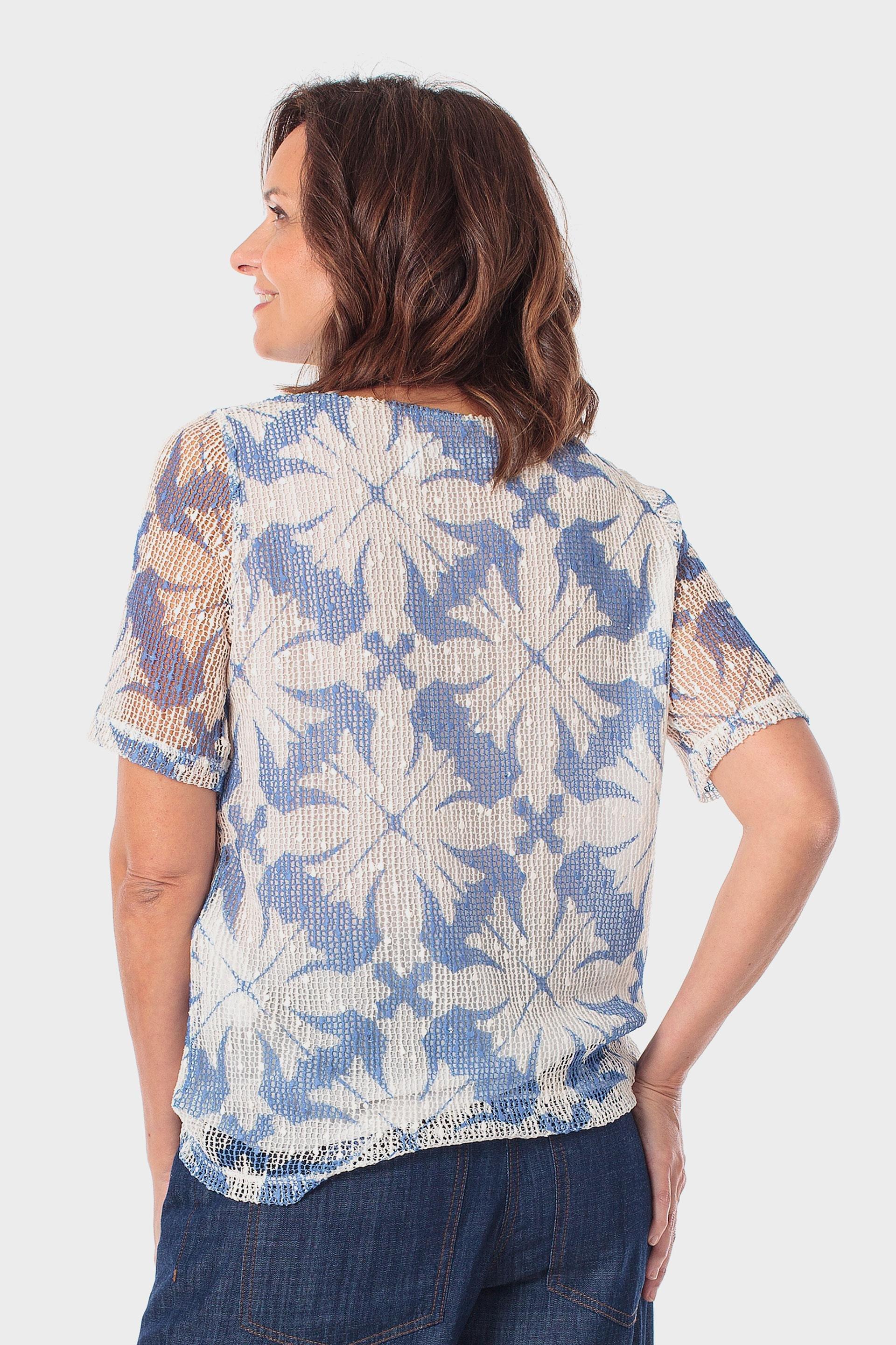 Blue Mesh Printed T-Shirt, 3701_320, large image number 2