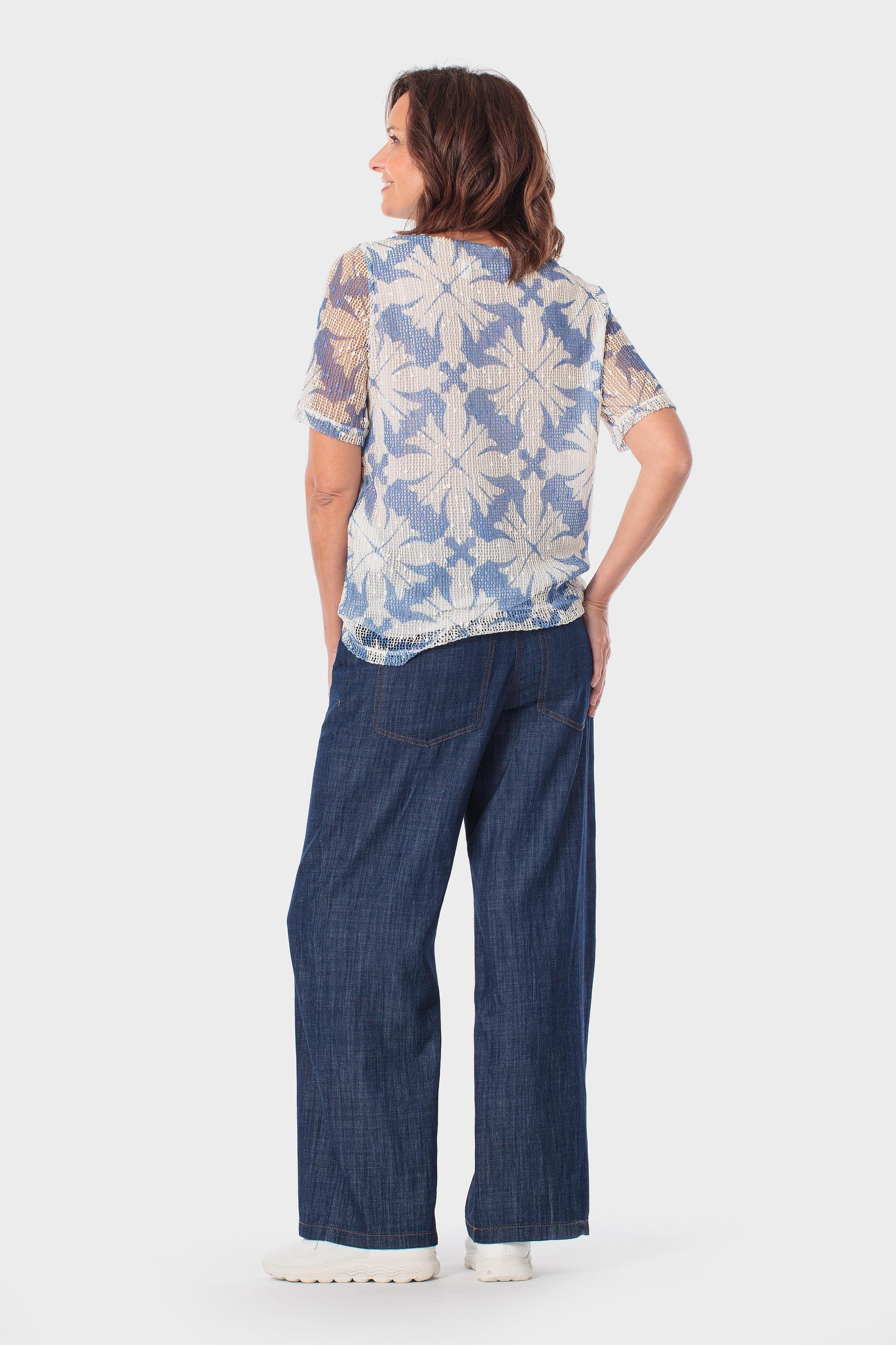 Blue Mesh Printed T-Shirt, 3701_320, large image number 3