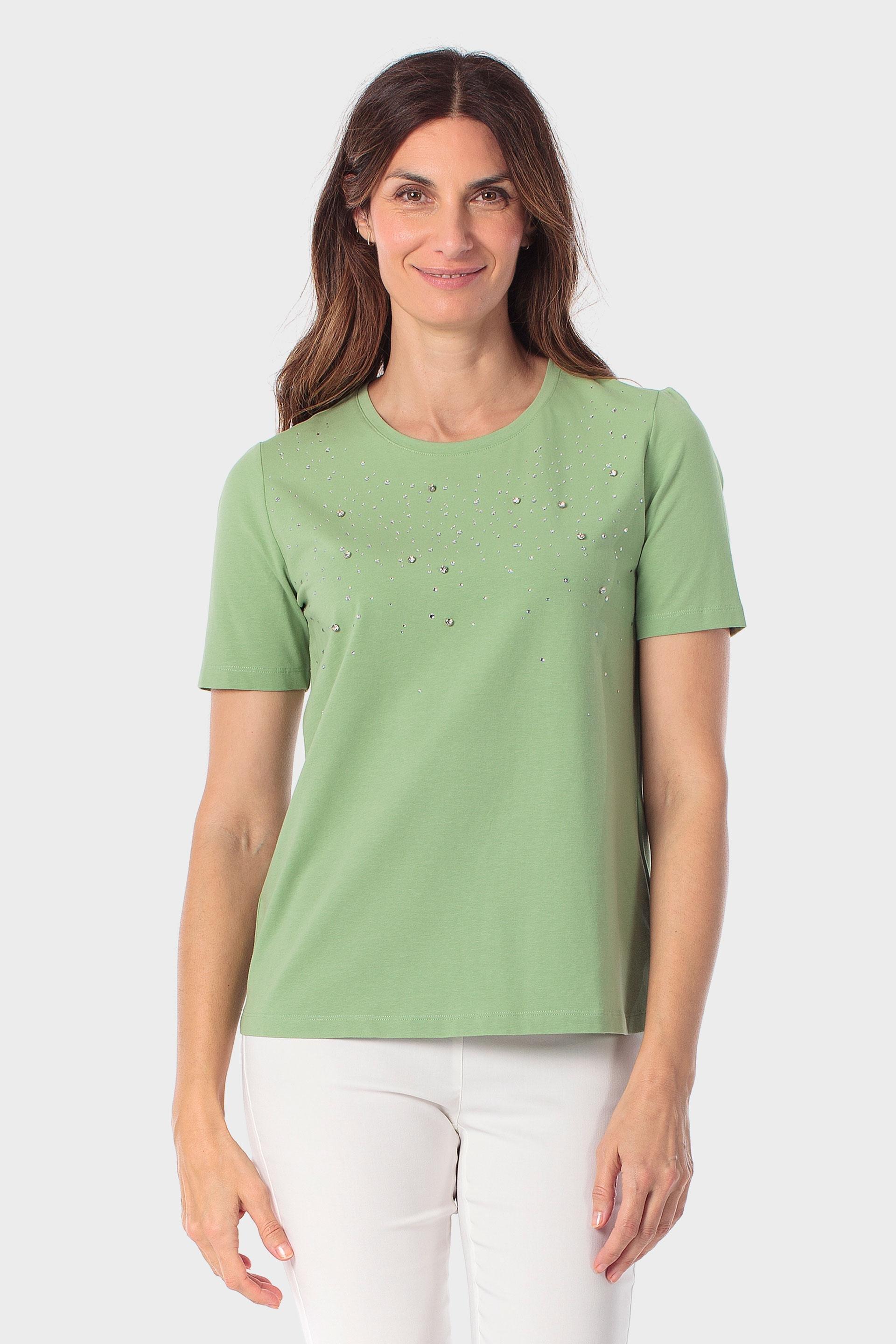 Green T-Shirt With Gemstones, 3701_110, large image number 0