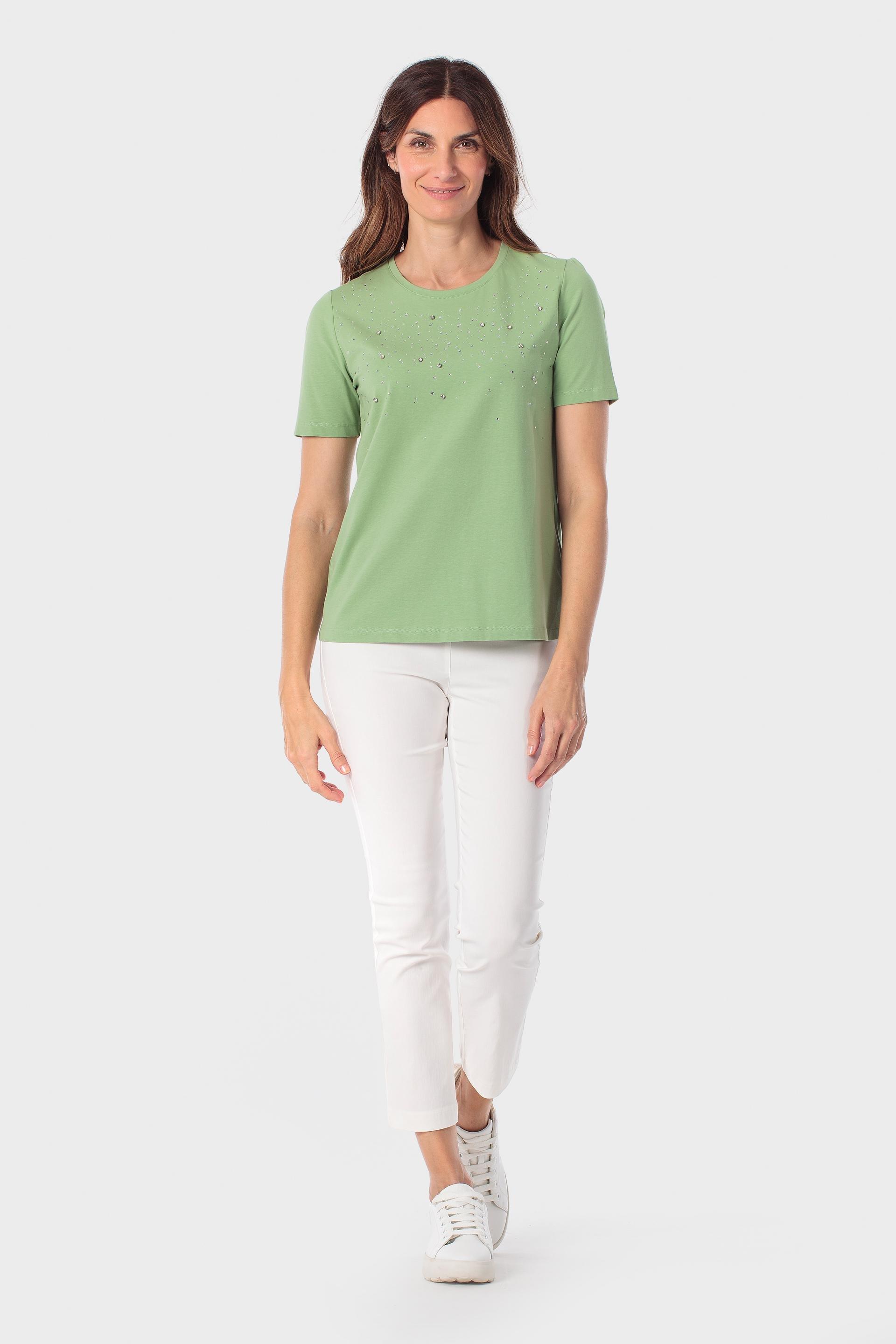 Green T-Shirt With Gemstones, 3701_110, large image number 1